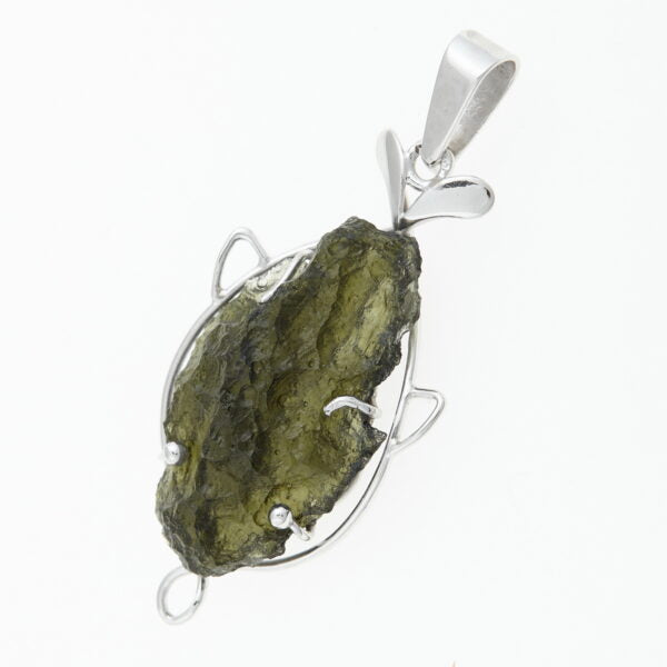Pendente in argento con moldavite – fish 7805