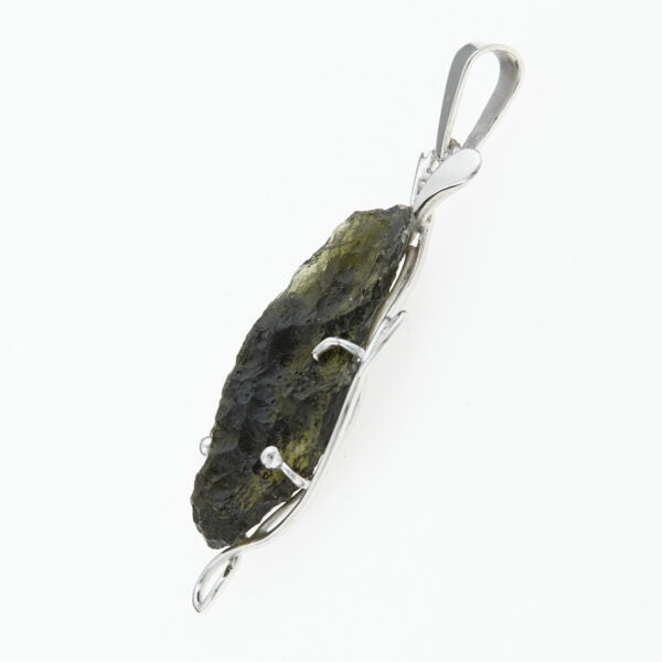 Pendente in argento con moldavite – fish 7805