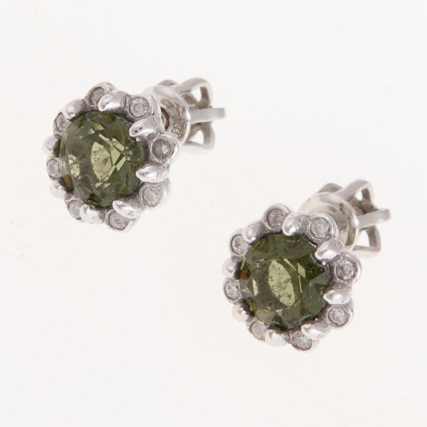 Orecchini in argento con moldaviti e zirconi 2125-3