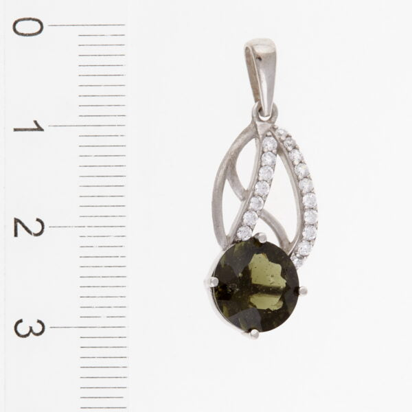 Pendente in argento con moldavite e zirconi 053-A
