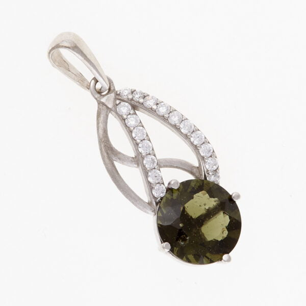 Pendente in argento con moldavite e zirconi 053-A