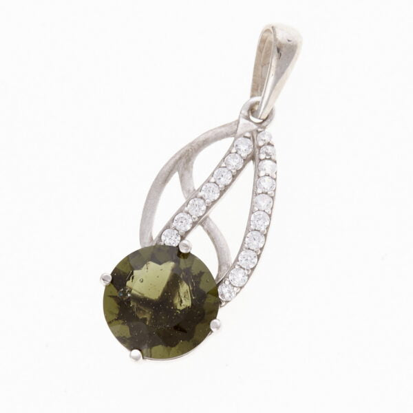 Pendente in argento con moldavite e zirconi 053-A