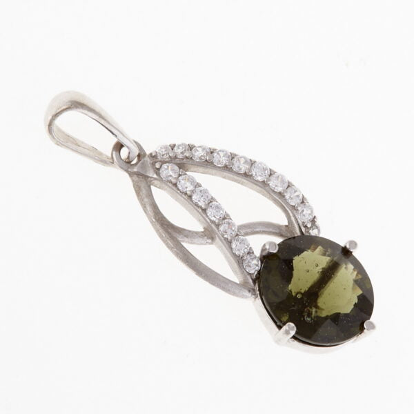 Pendente in argento con moldavite e zirconi 053-A