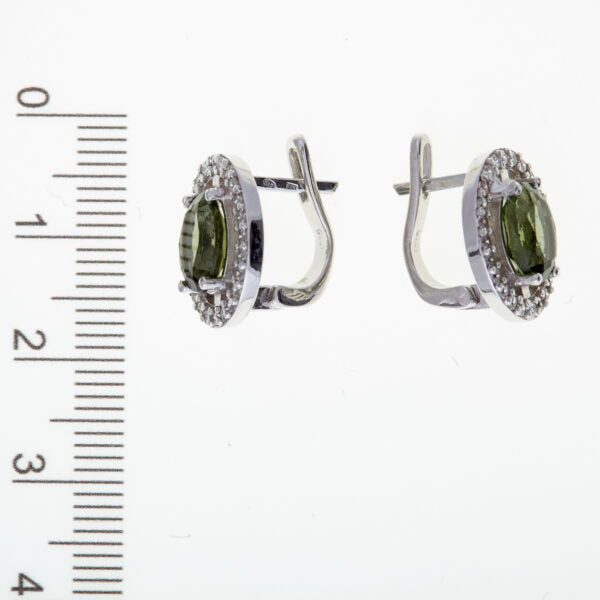 Orecchini in argento con moldaviti e zirconi 057