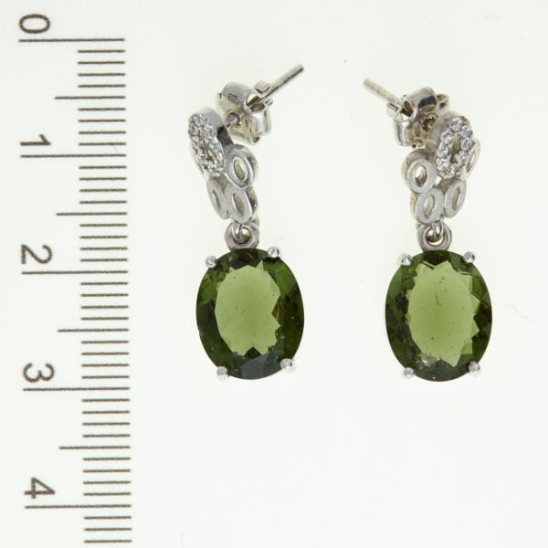 Orecchini in argento con moldaviti e zirconi 211