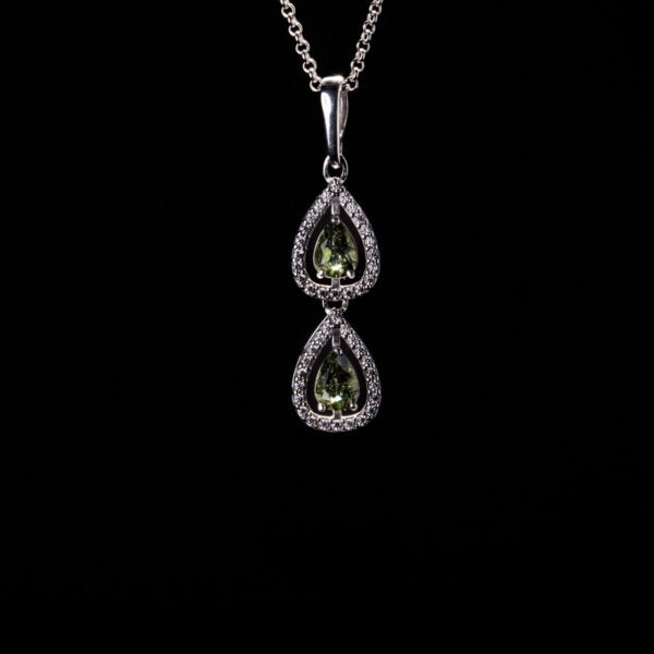 Pendente in argento con moldaviti e granati 344G