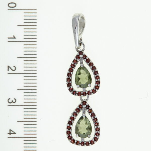 Pendente in argento con moldaviti e granati 344G