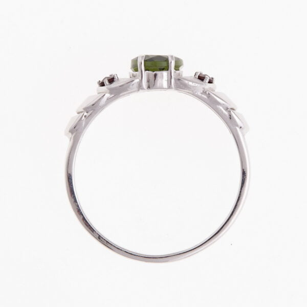 Anello in argento con moldavite e granati 608G