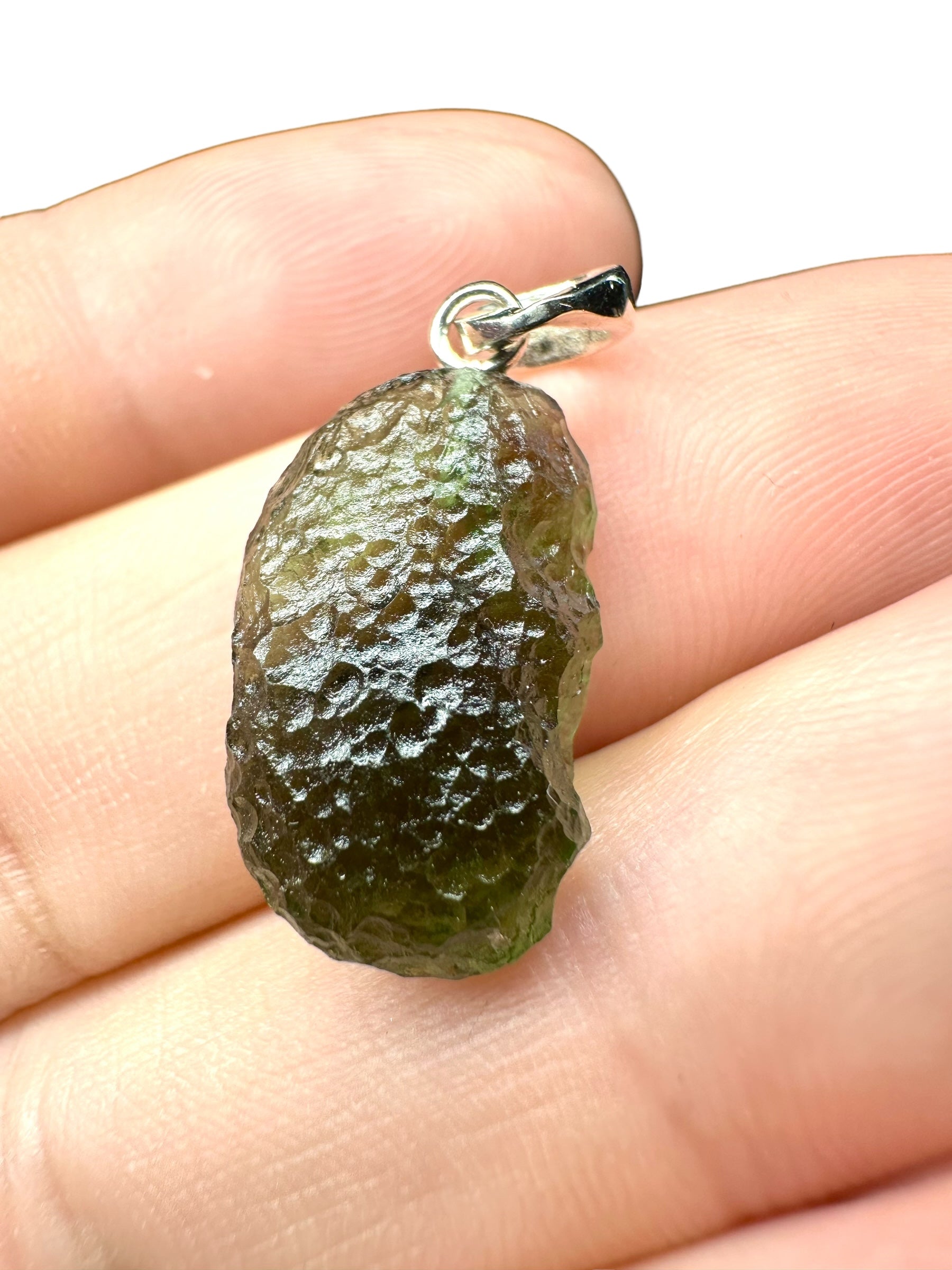 Silver moldavite pendant 2g