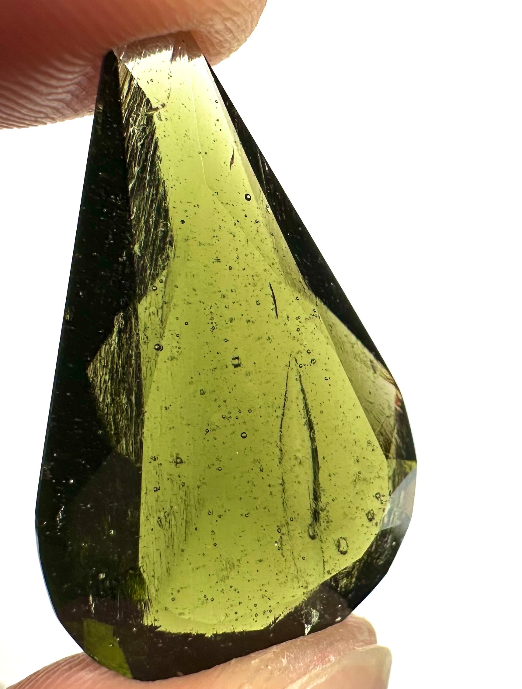 Faceted moldavite with a rare bubble 17ct - BV018