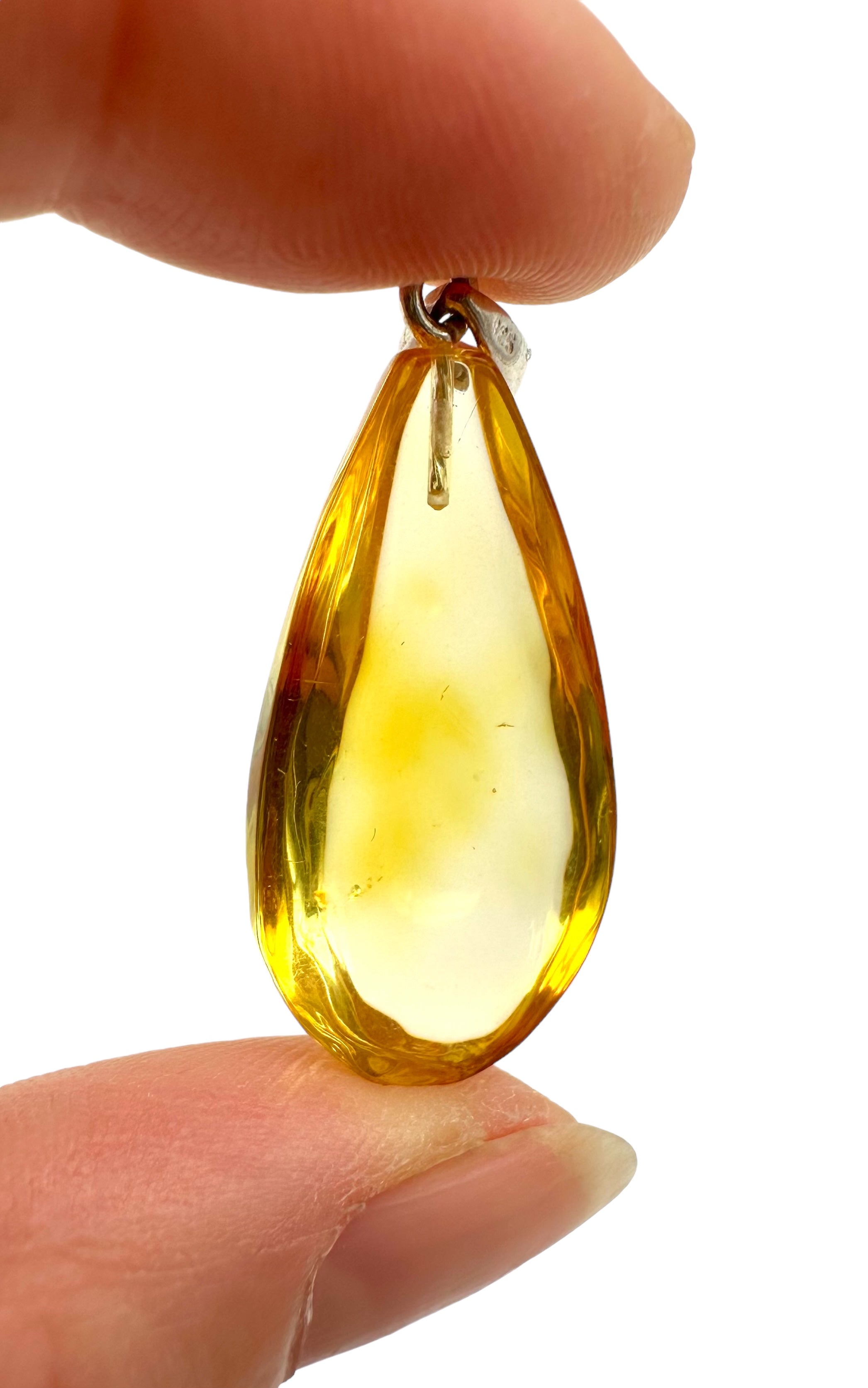 Silver amber pendant - SP/JN003