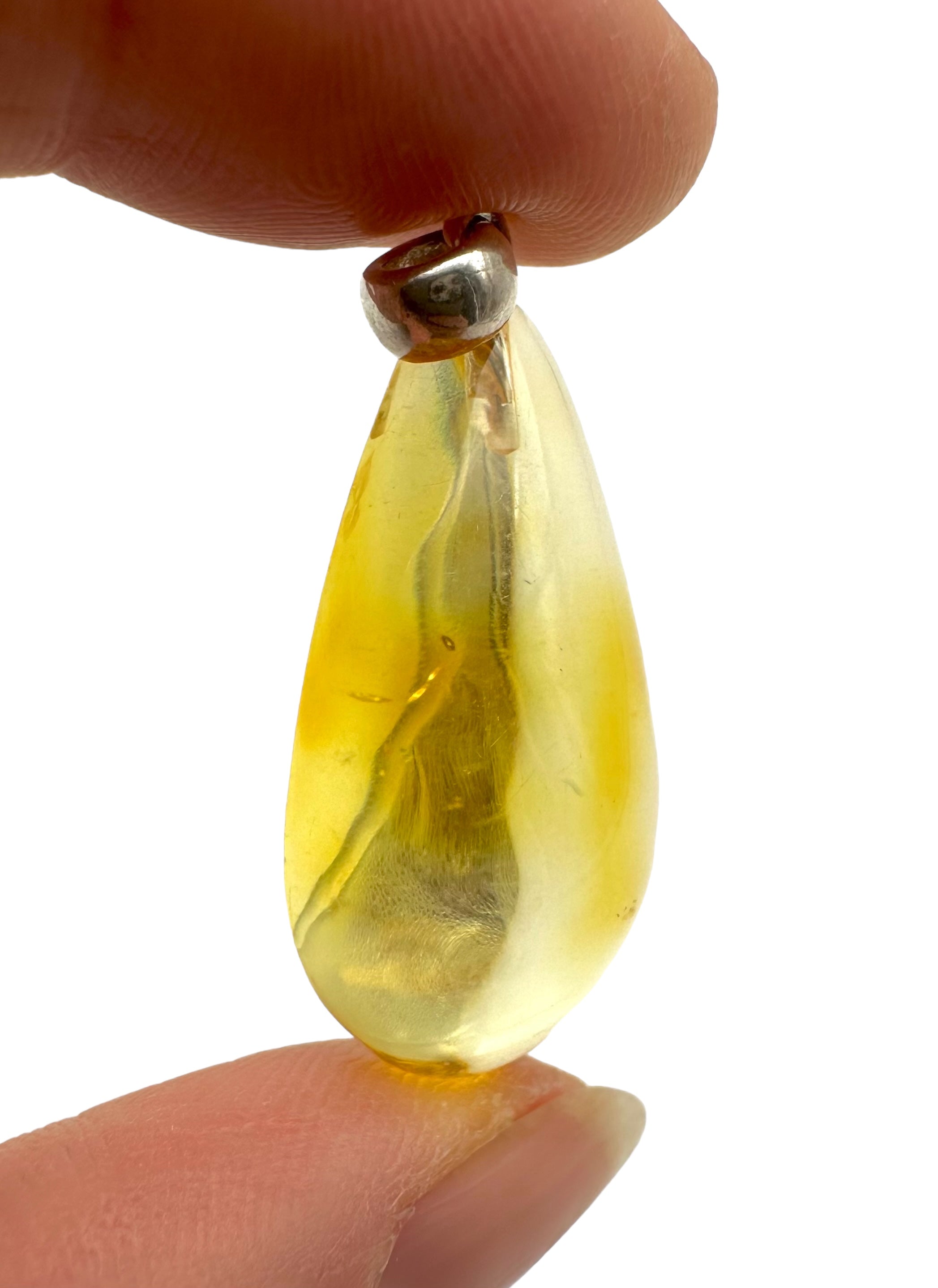 Silver amber pendant - SP/JN003