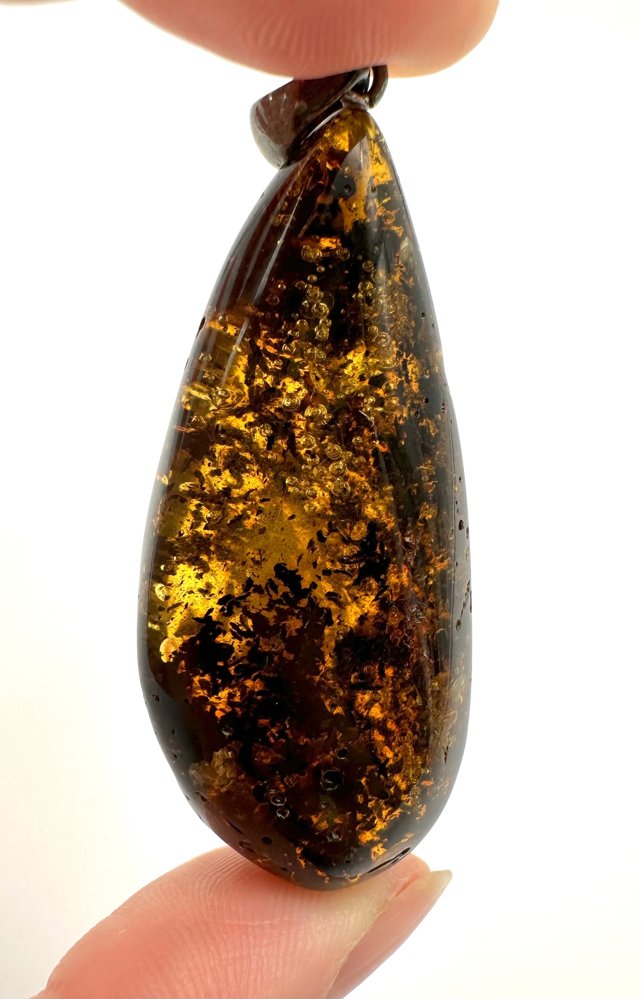 Silver amber pendant - SP/JN006