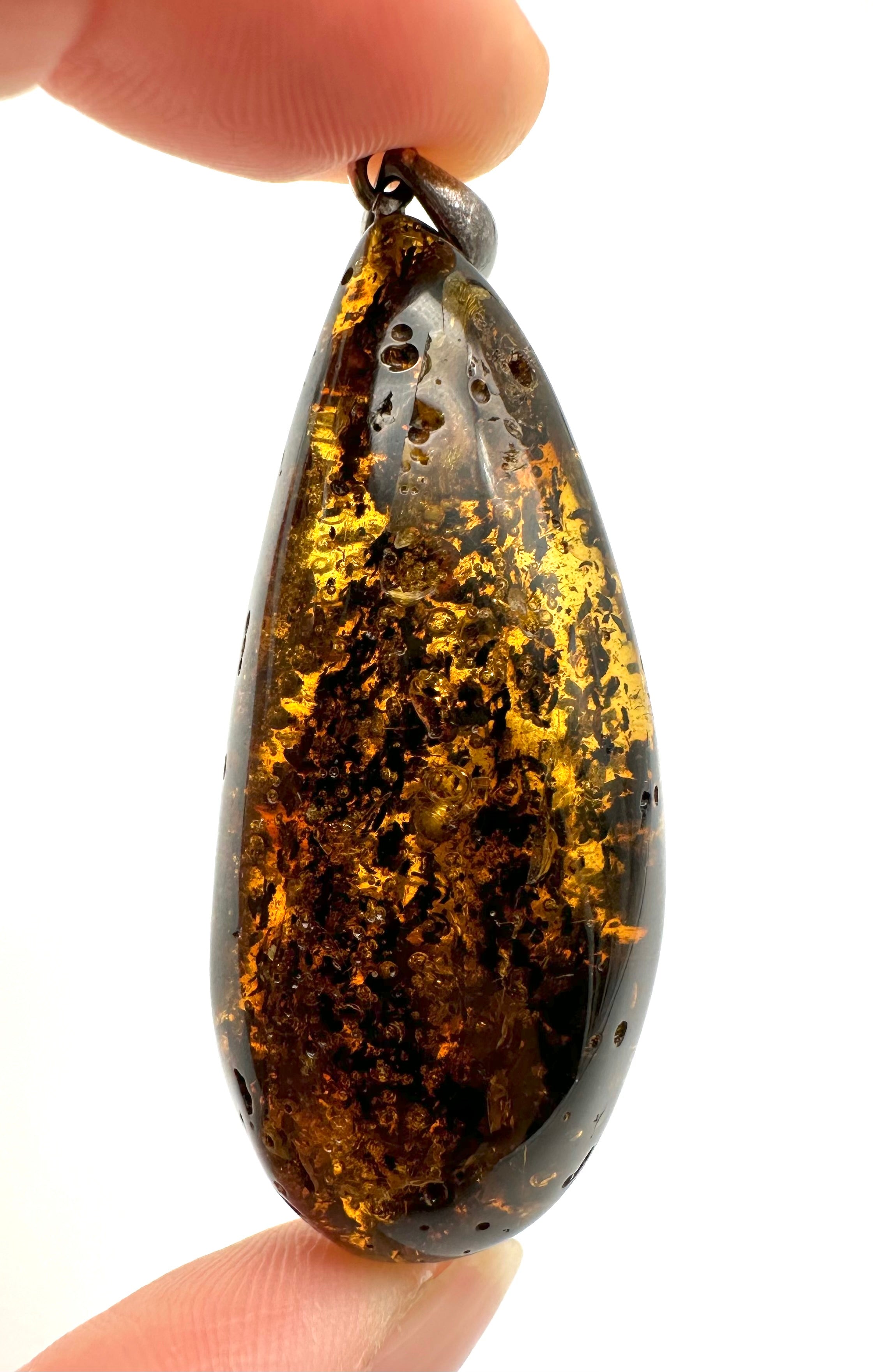 Silver amber pendant - SP/JN006