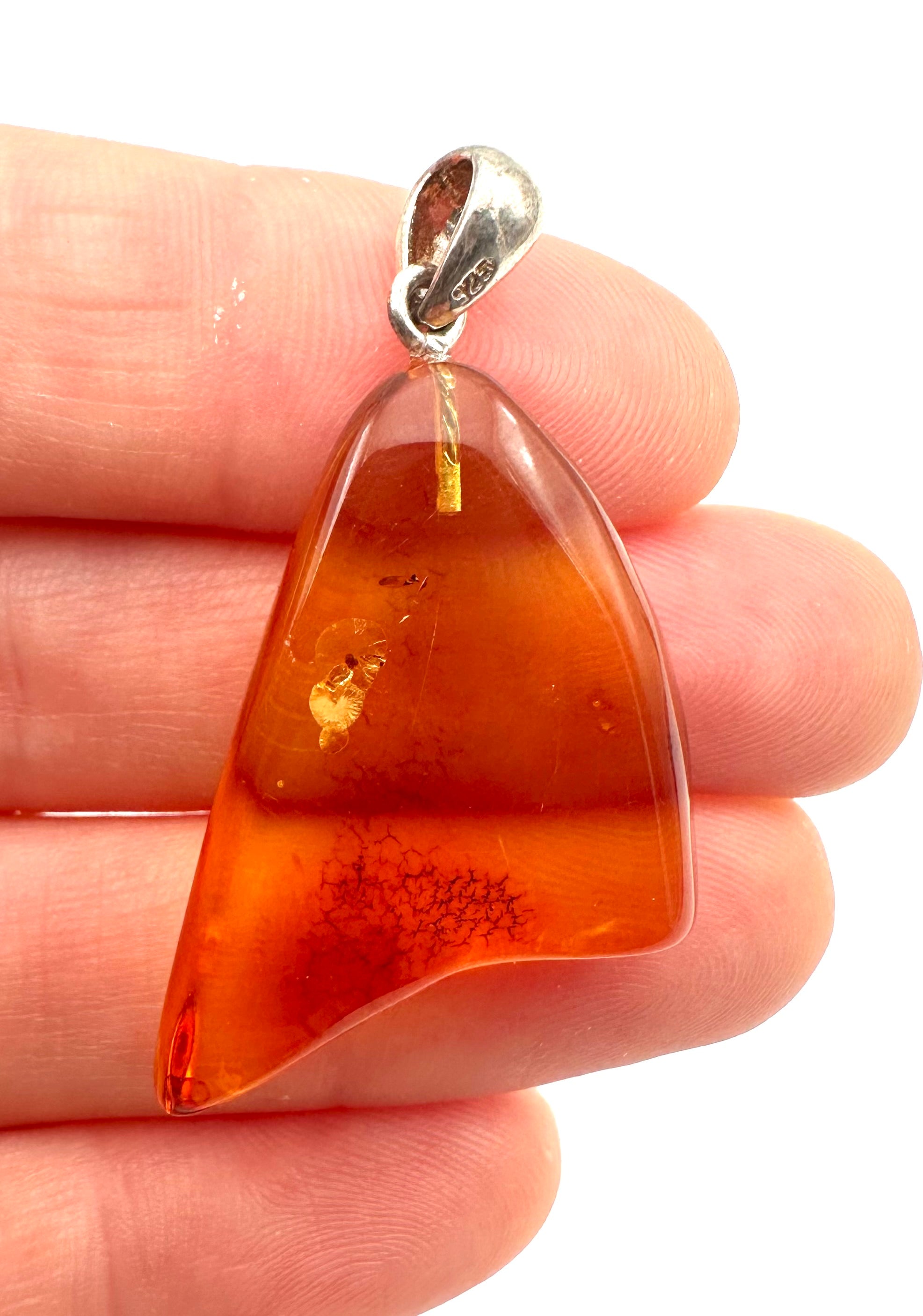 Silver amber pendant - SP/JN017