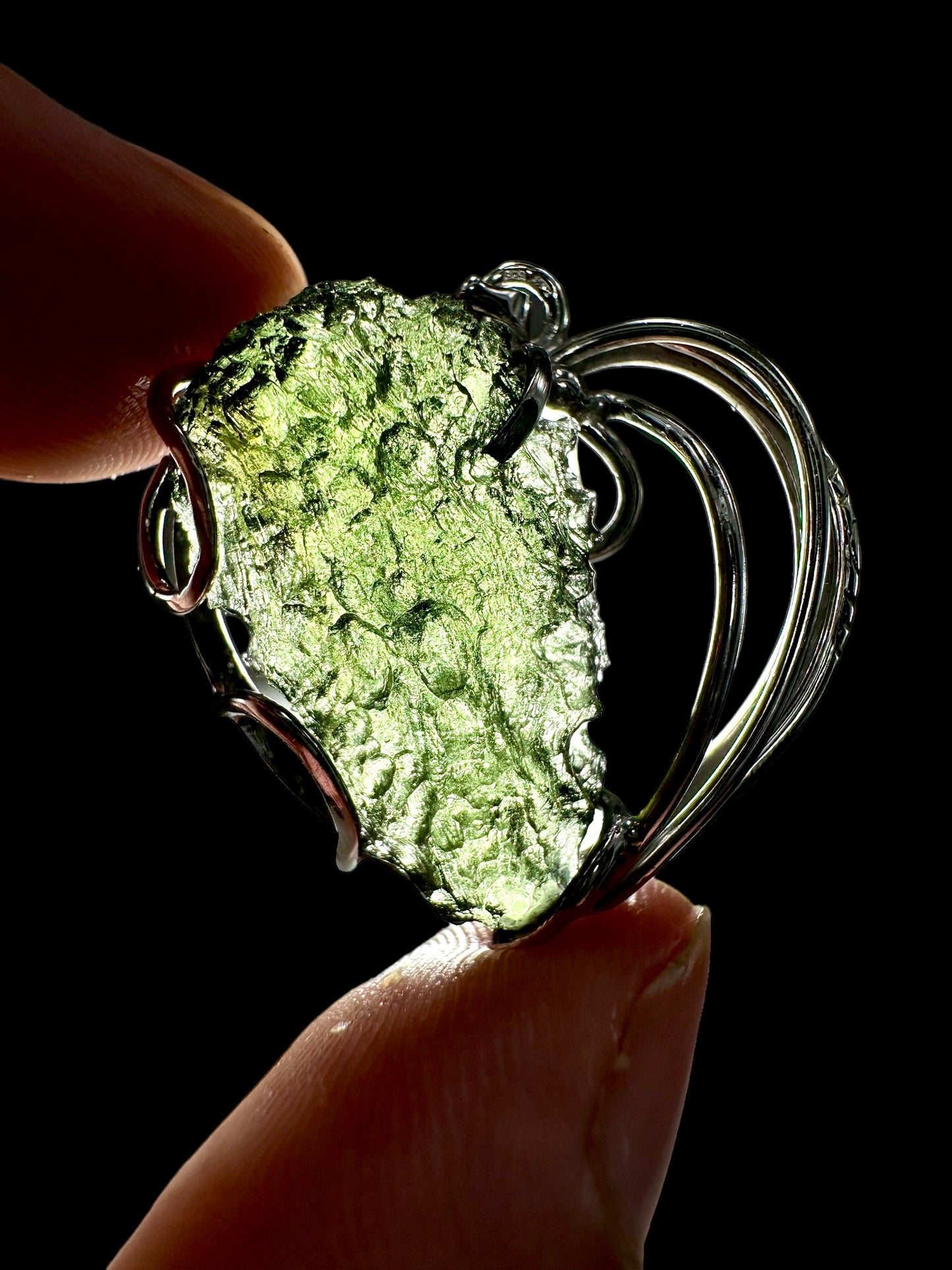 Pendente in argento con Moldavite – SP/V054