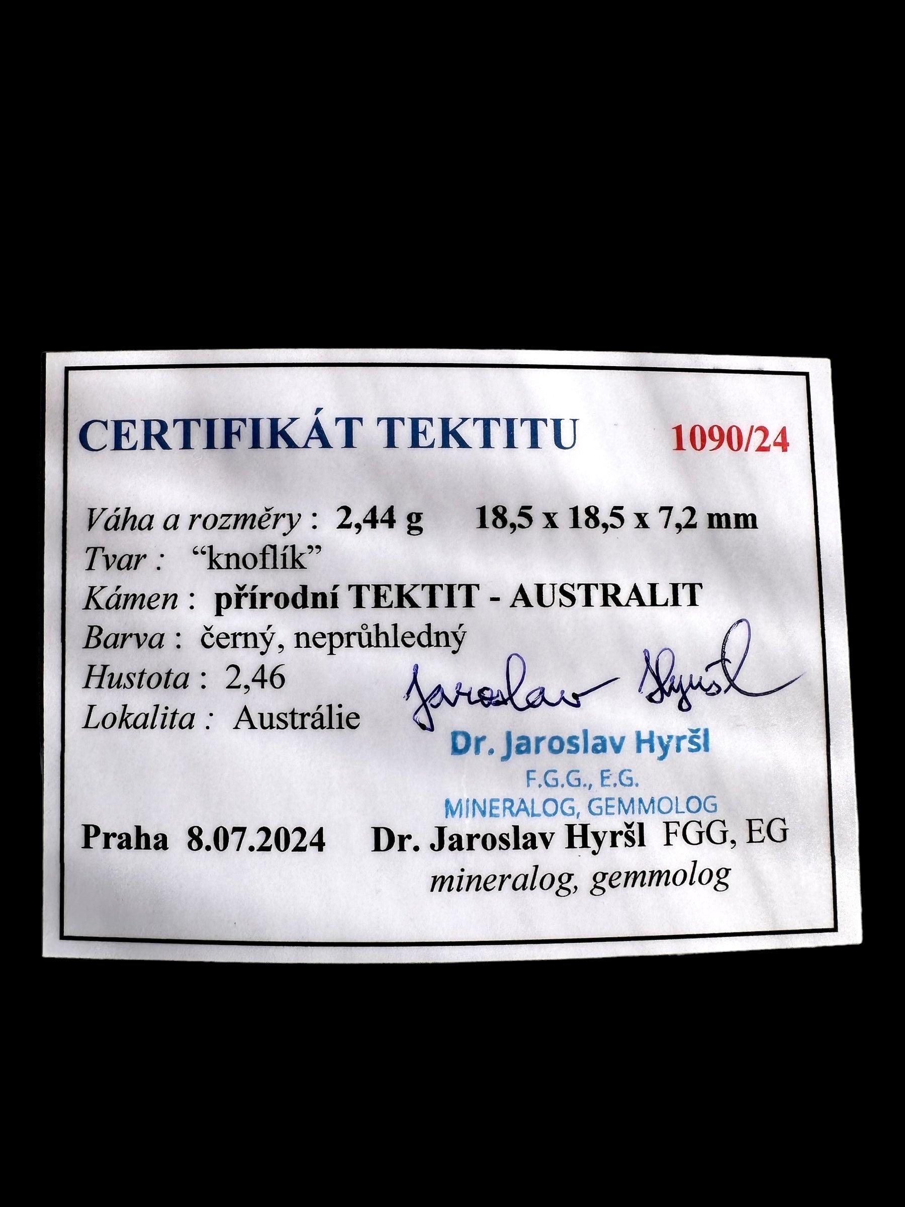 Australite "button" 2,44g – Kalgoorlie, Western Australia - AU003