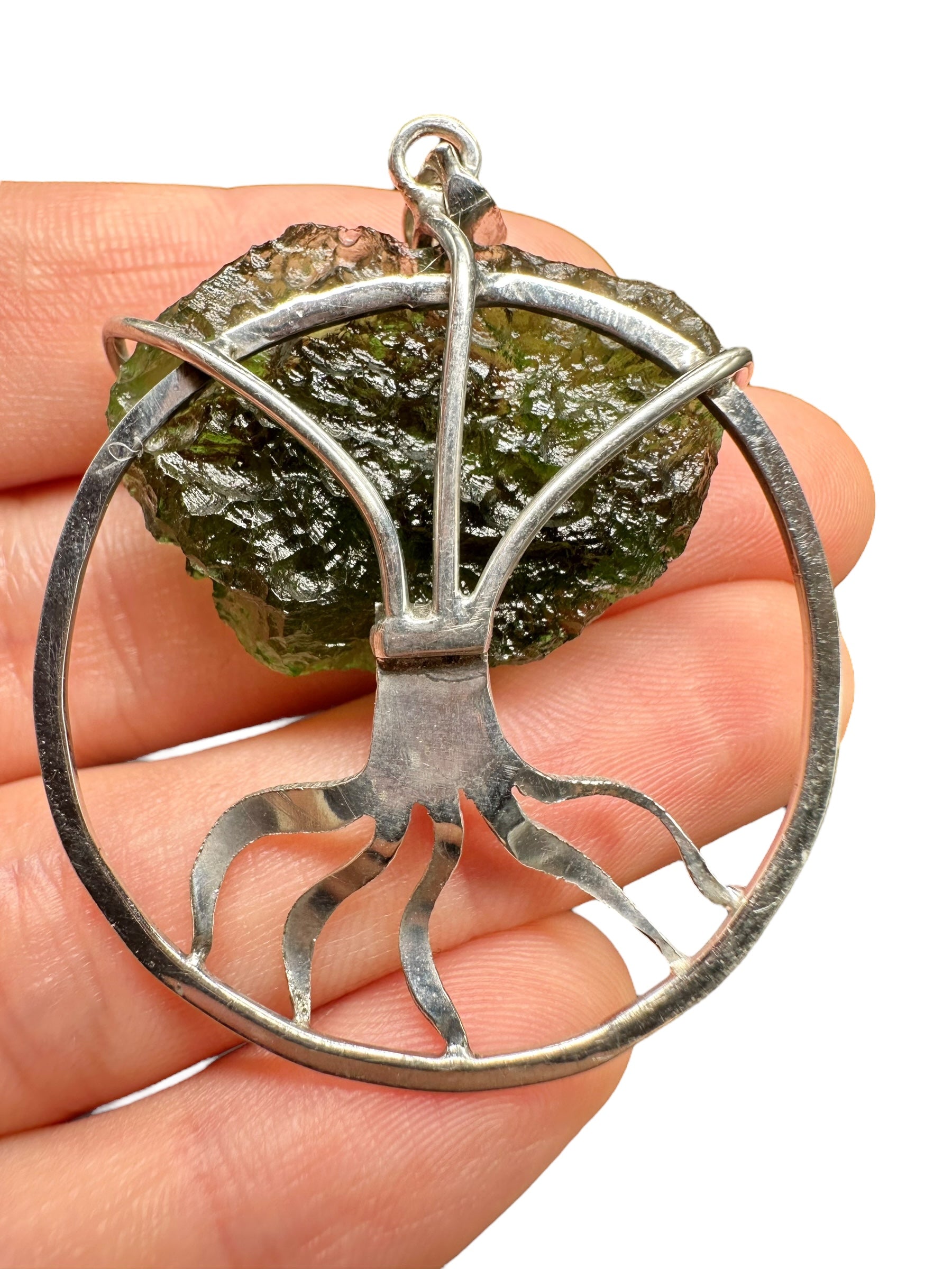 Silver moldavite pendant 10g – tree of life - SP/V162