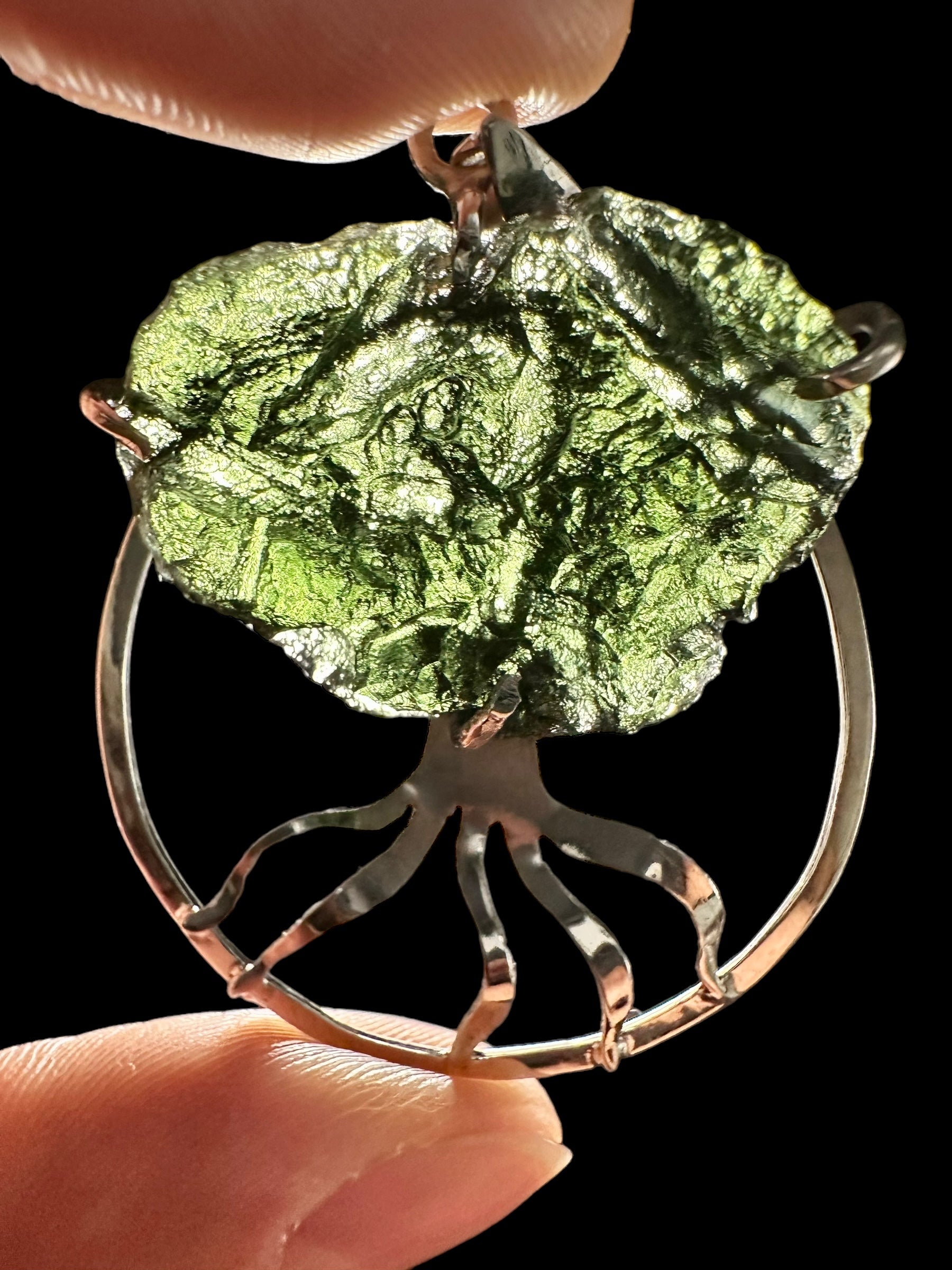 Silver moldavite pendant 10g – tree of life - SP/V162