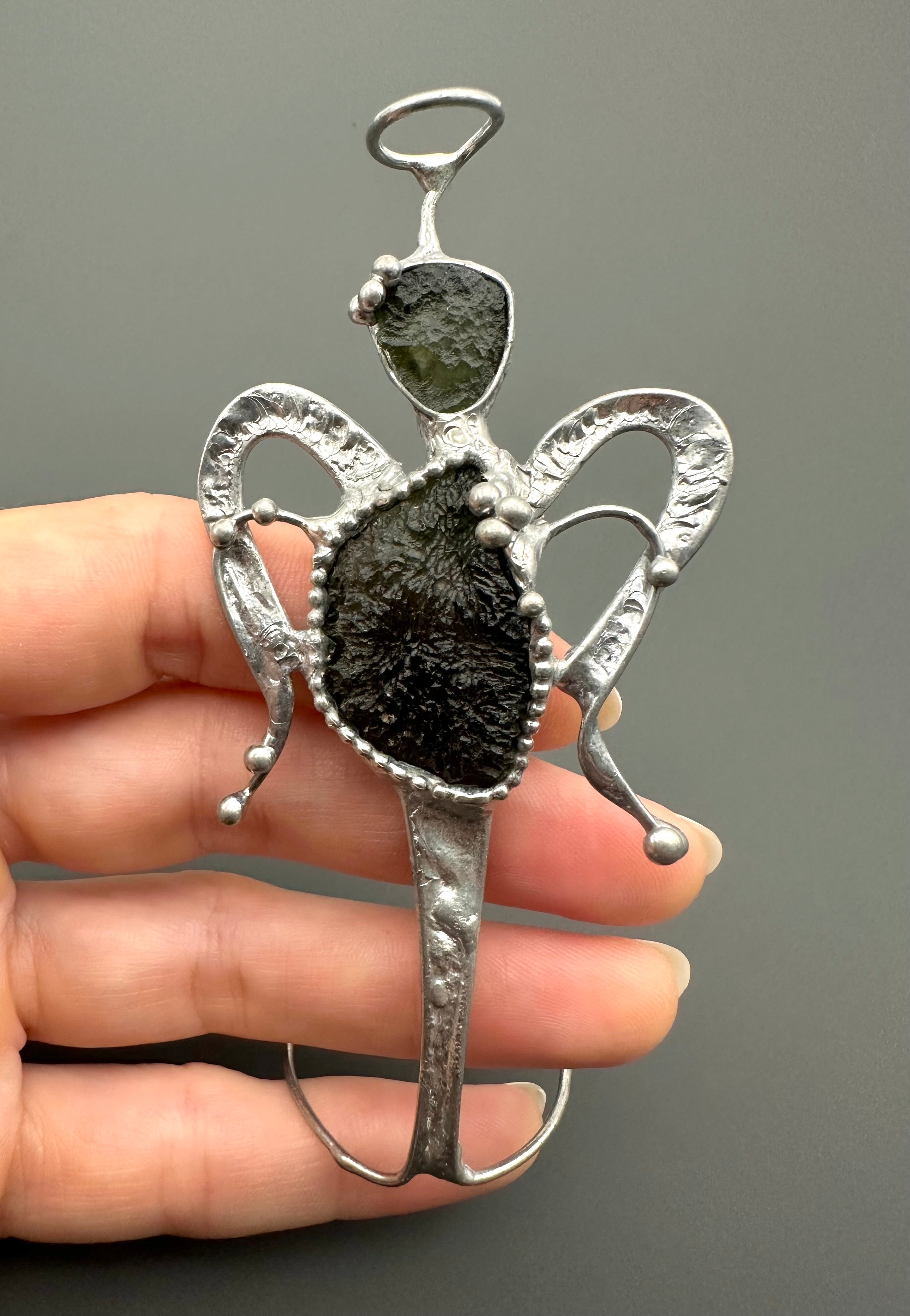 Angel with moldavites - AV002
