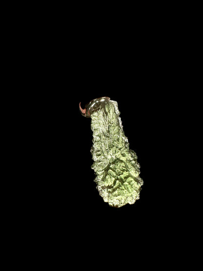 Silver moldavite pendant