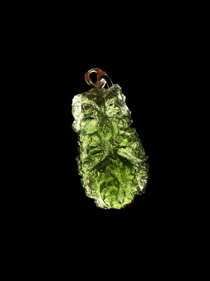 Silver moldavite pendant