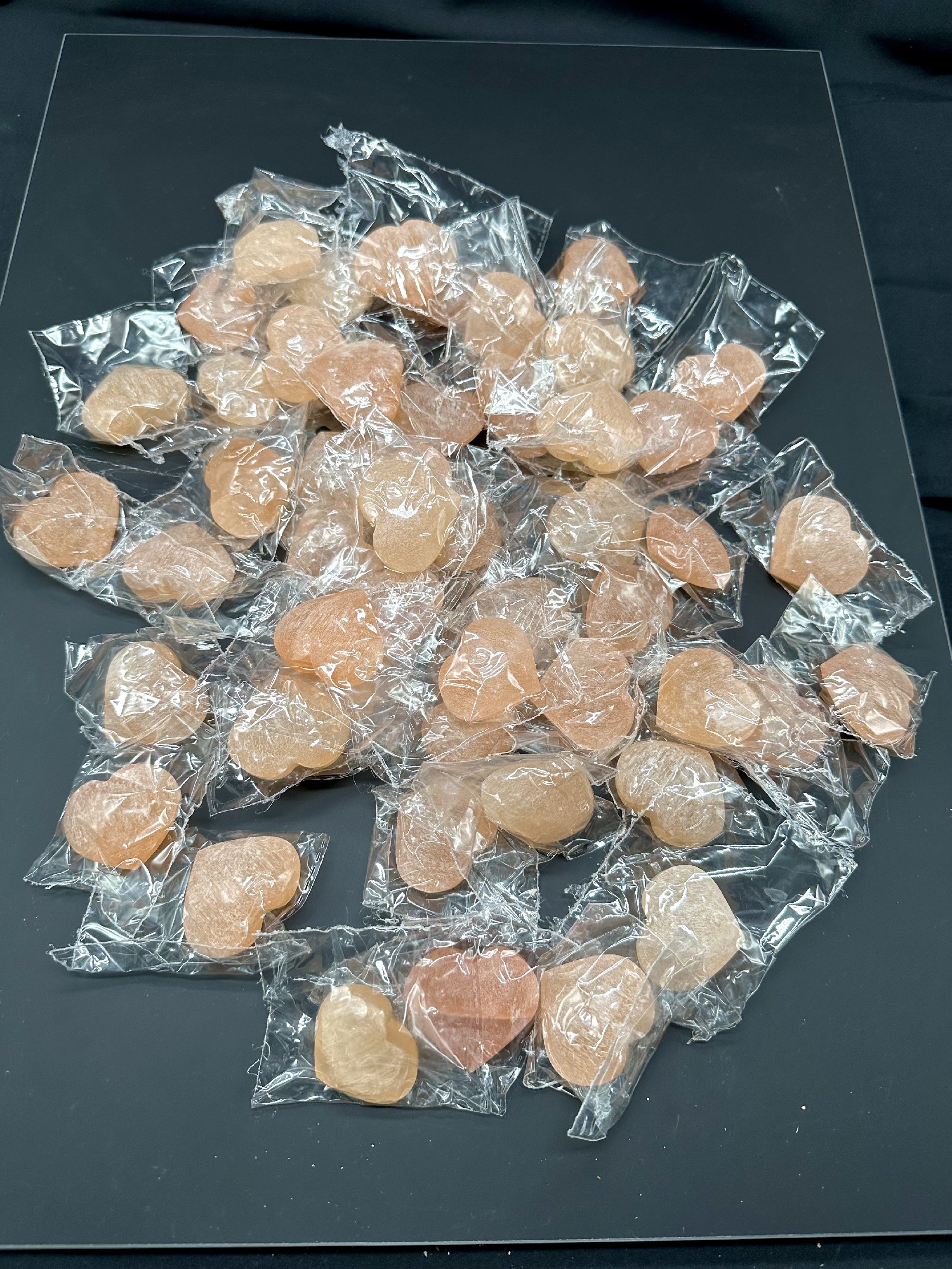 Selenite hearts 50 pcs 4 cm (orange), Morocco - VO1