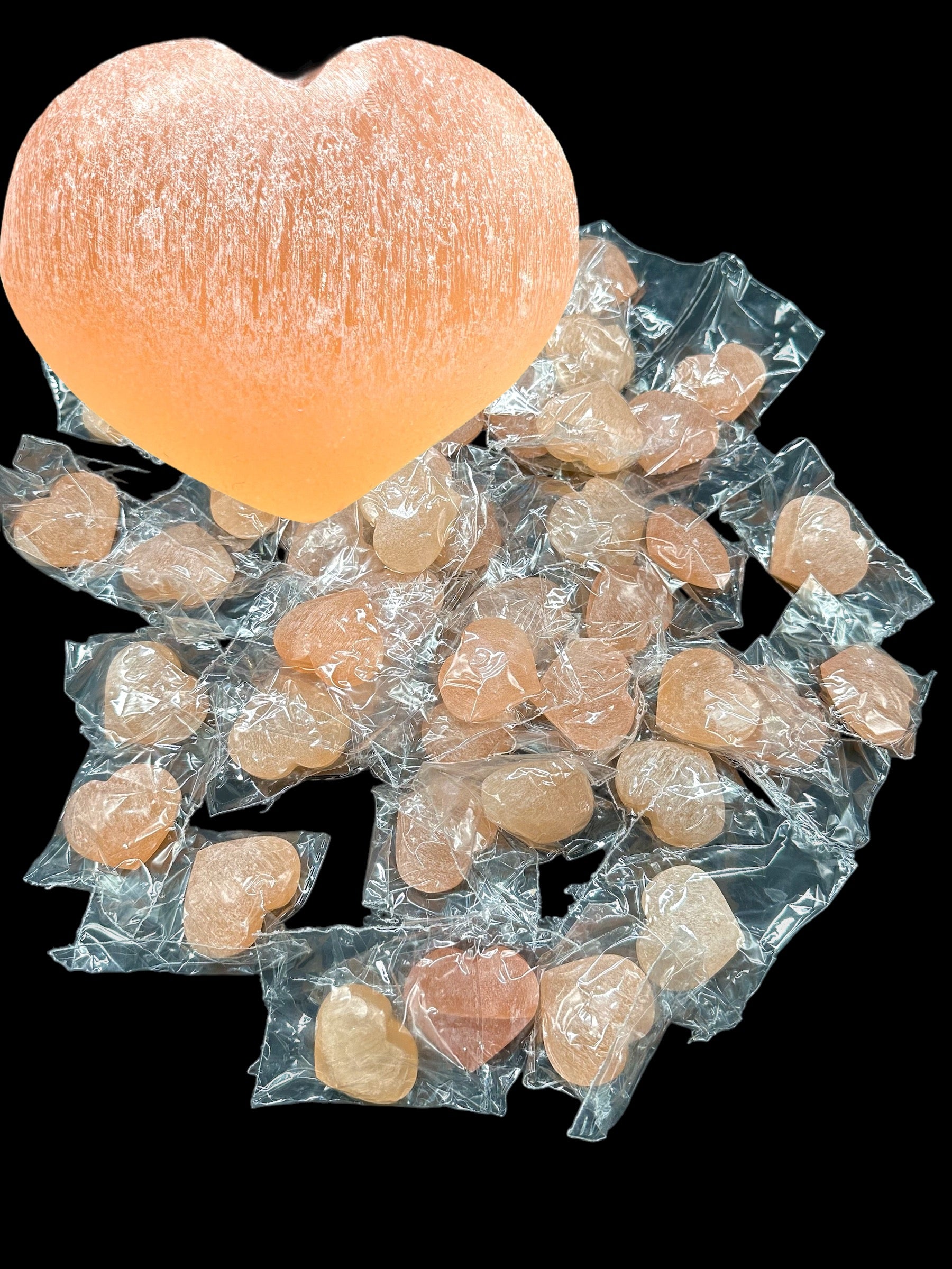 Selenite hearts 50 pcs 4 cm (orange), Morocco
