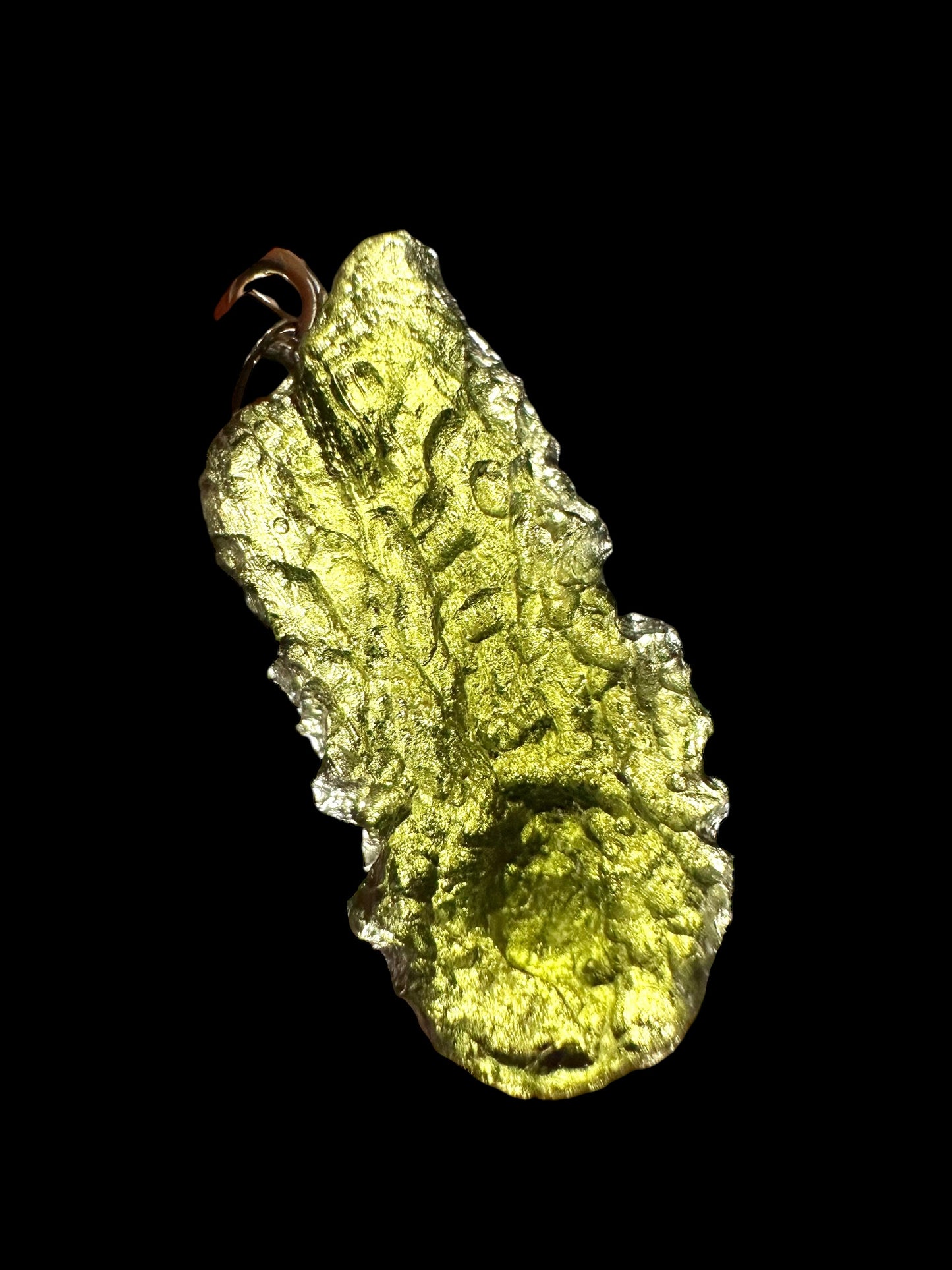 Silver moldavite pendant