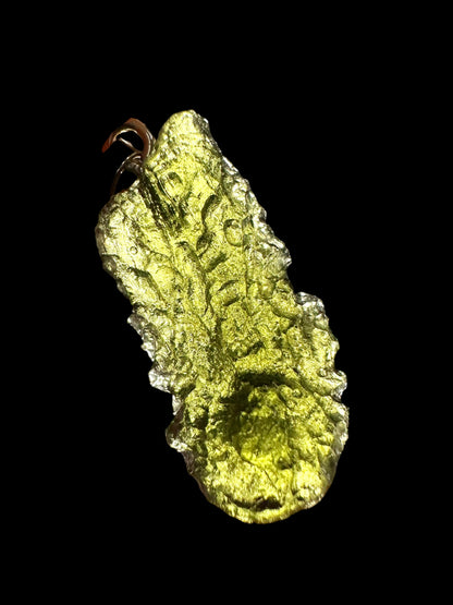Silver moldavite pendant