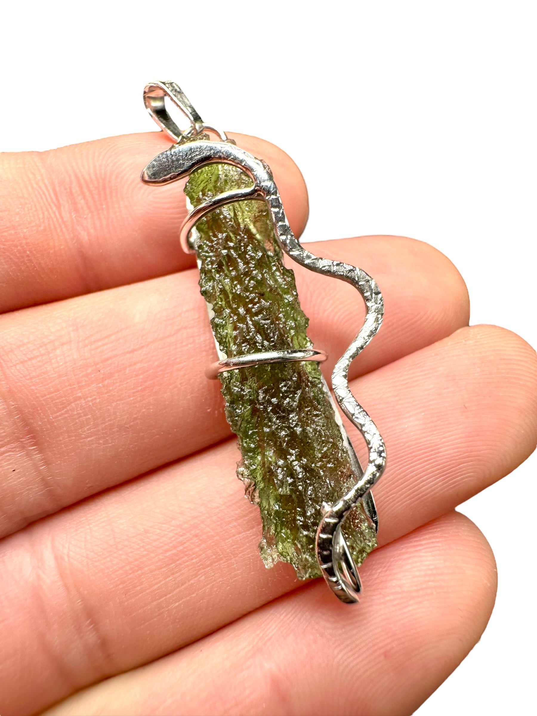 Silver moldavite pendant 3,7g – snake