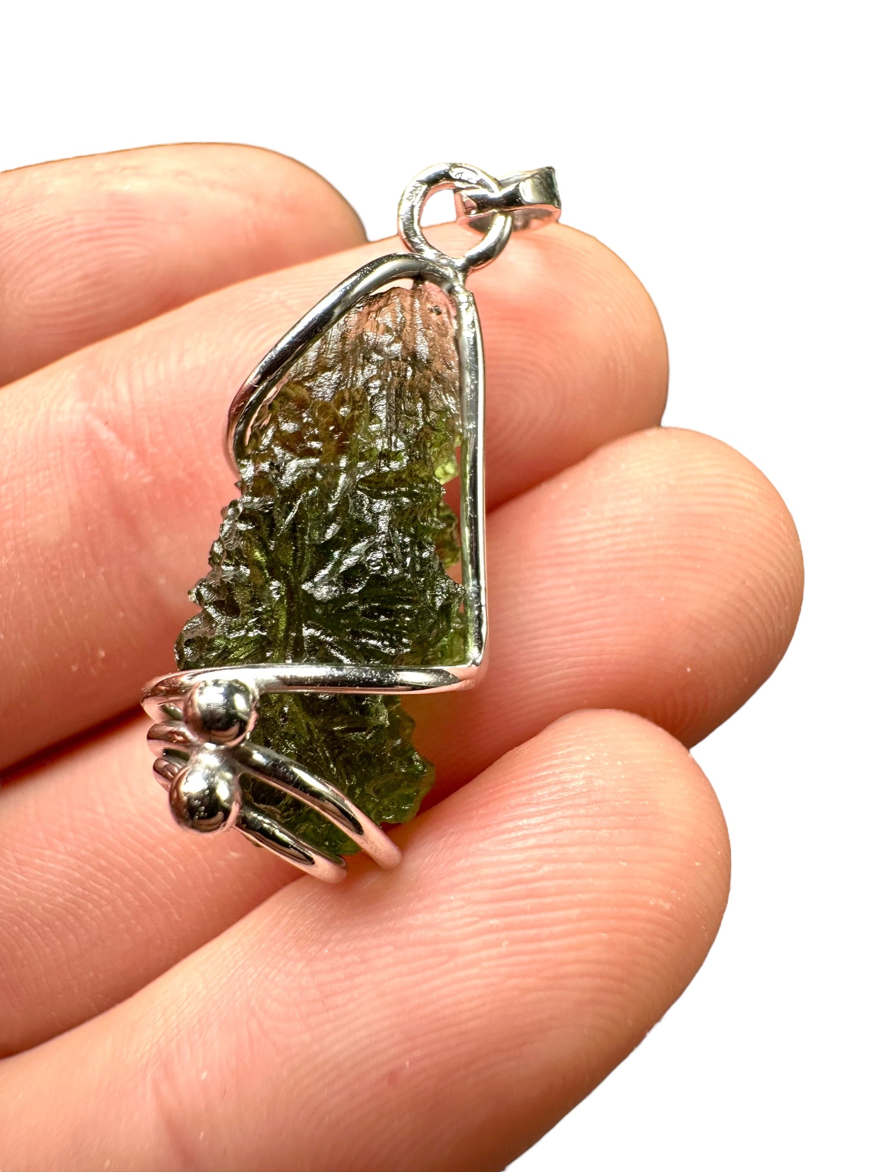 Silver moldavite pendant 3,8g