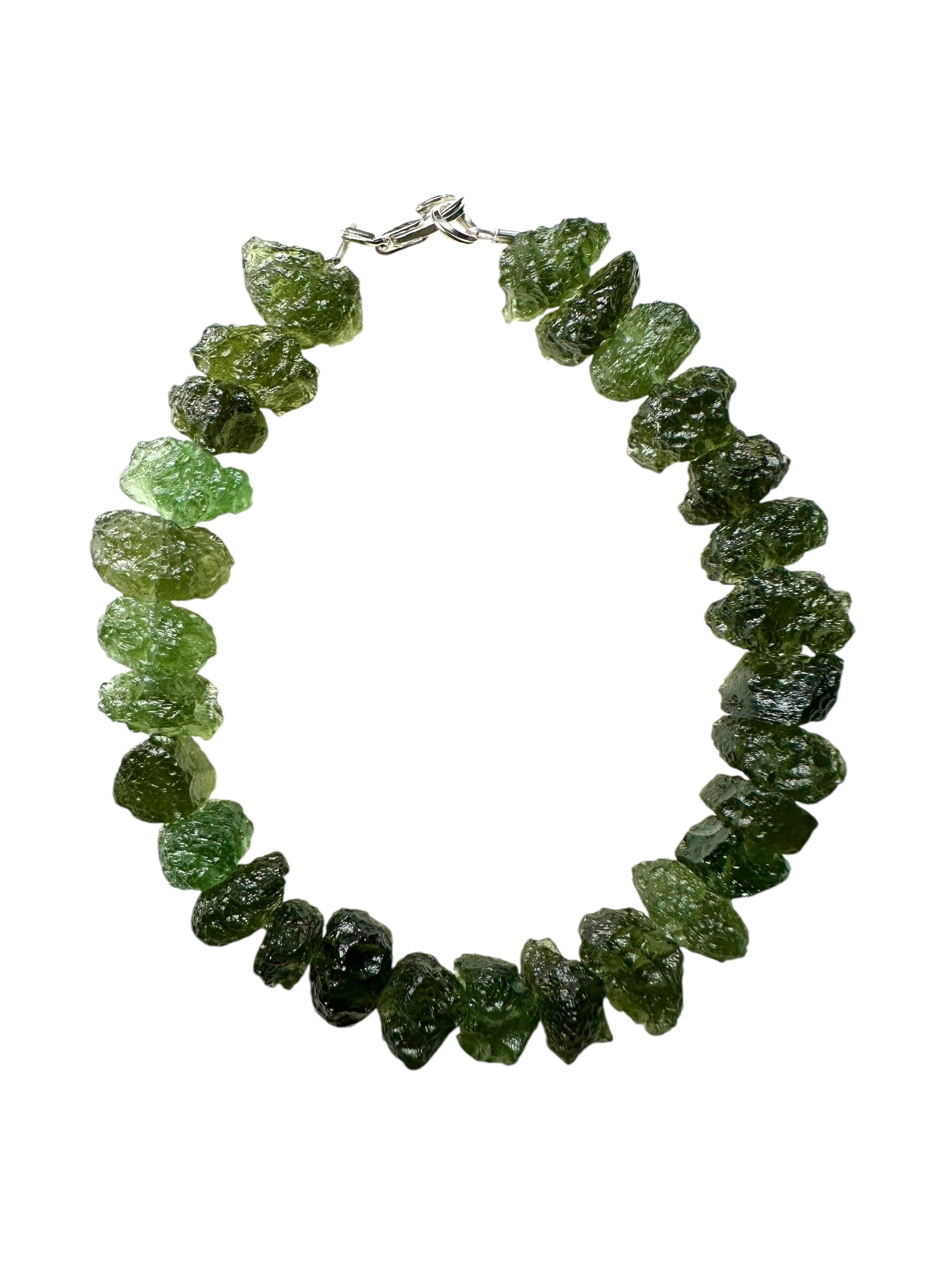 Silver moldavite bracelet