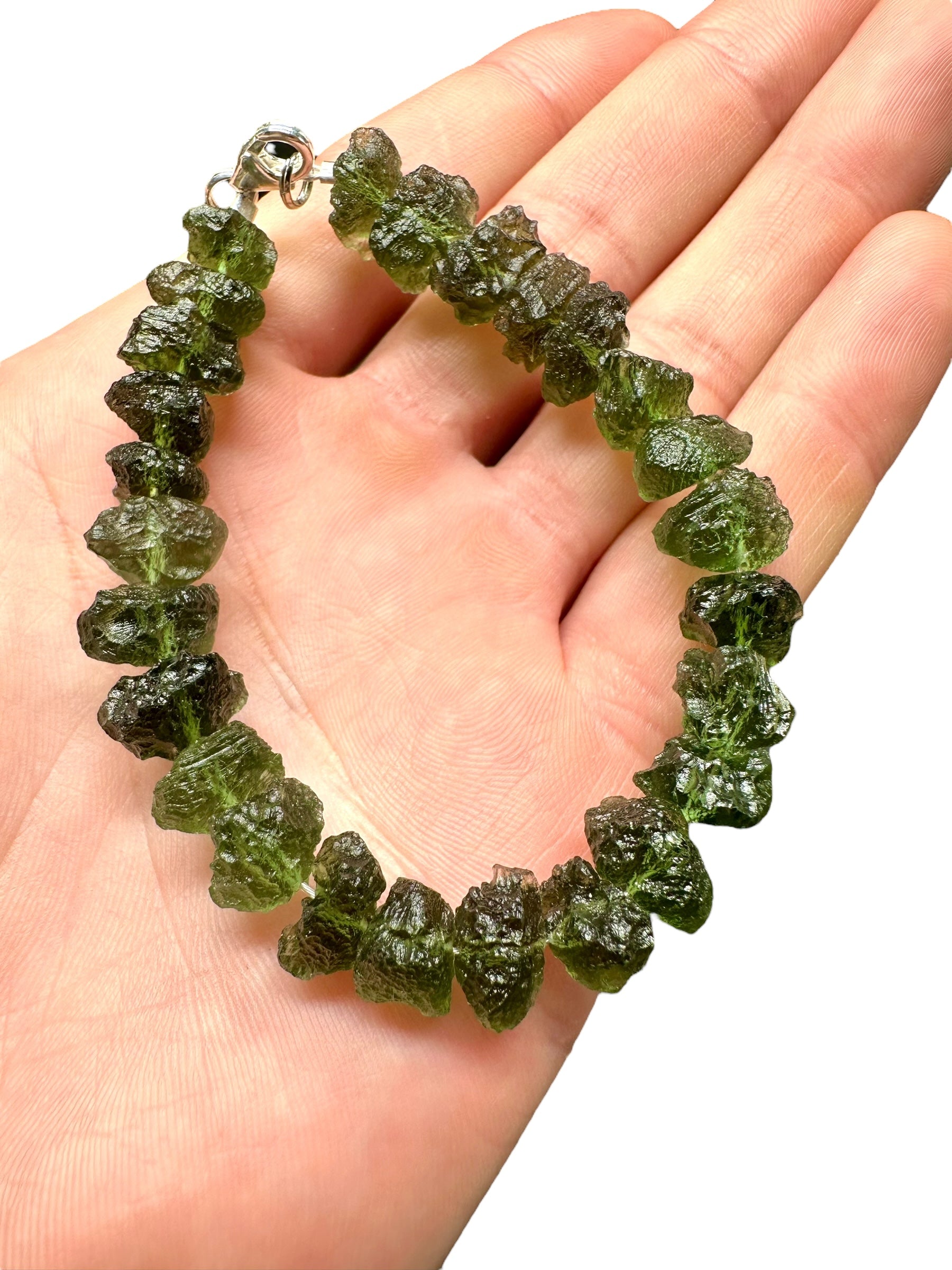 Silver moldavite bracelet - SP/VN03