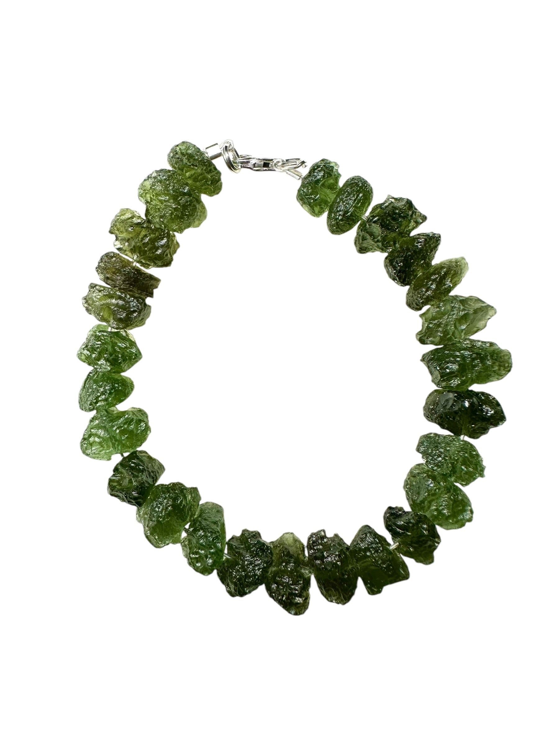 Silver moldavite bracelet