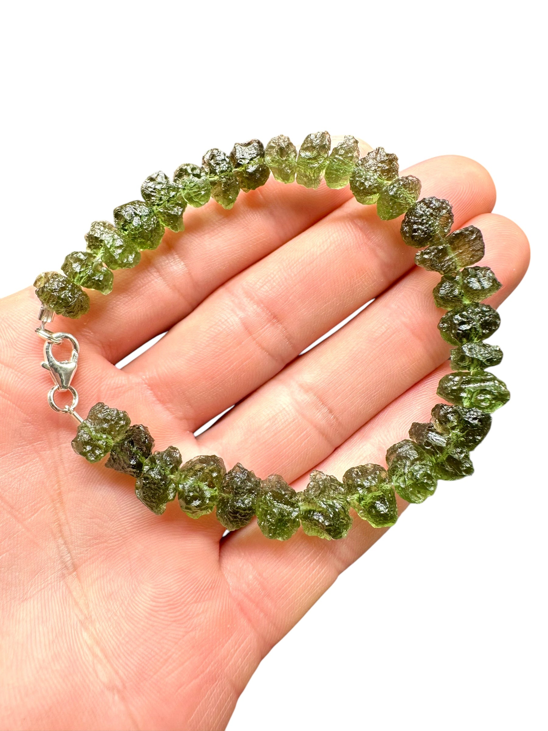 Silver moldavite bracelet - SP/VN04