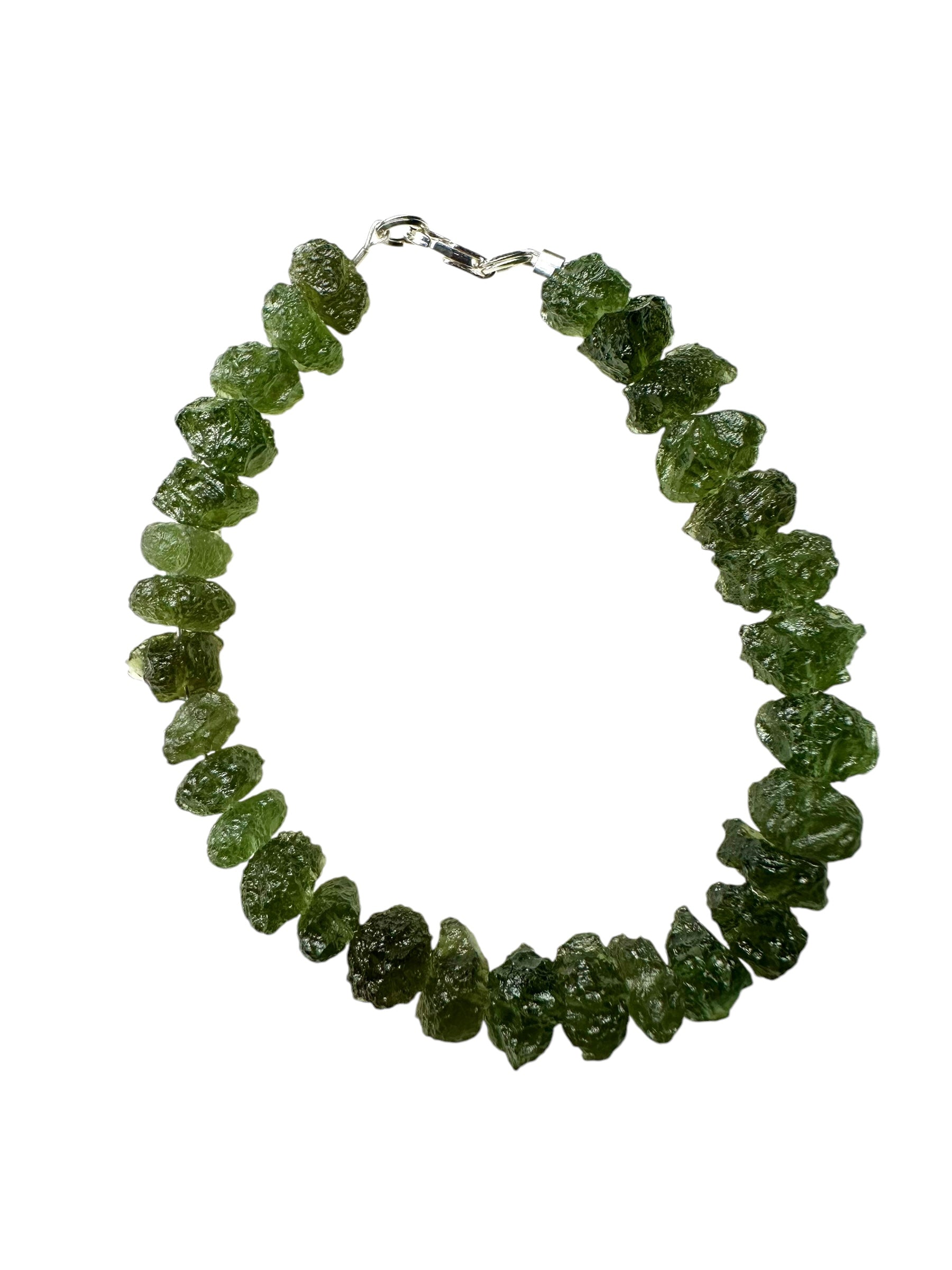Silver moldavite bracelet