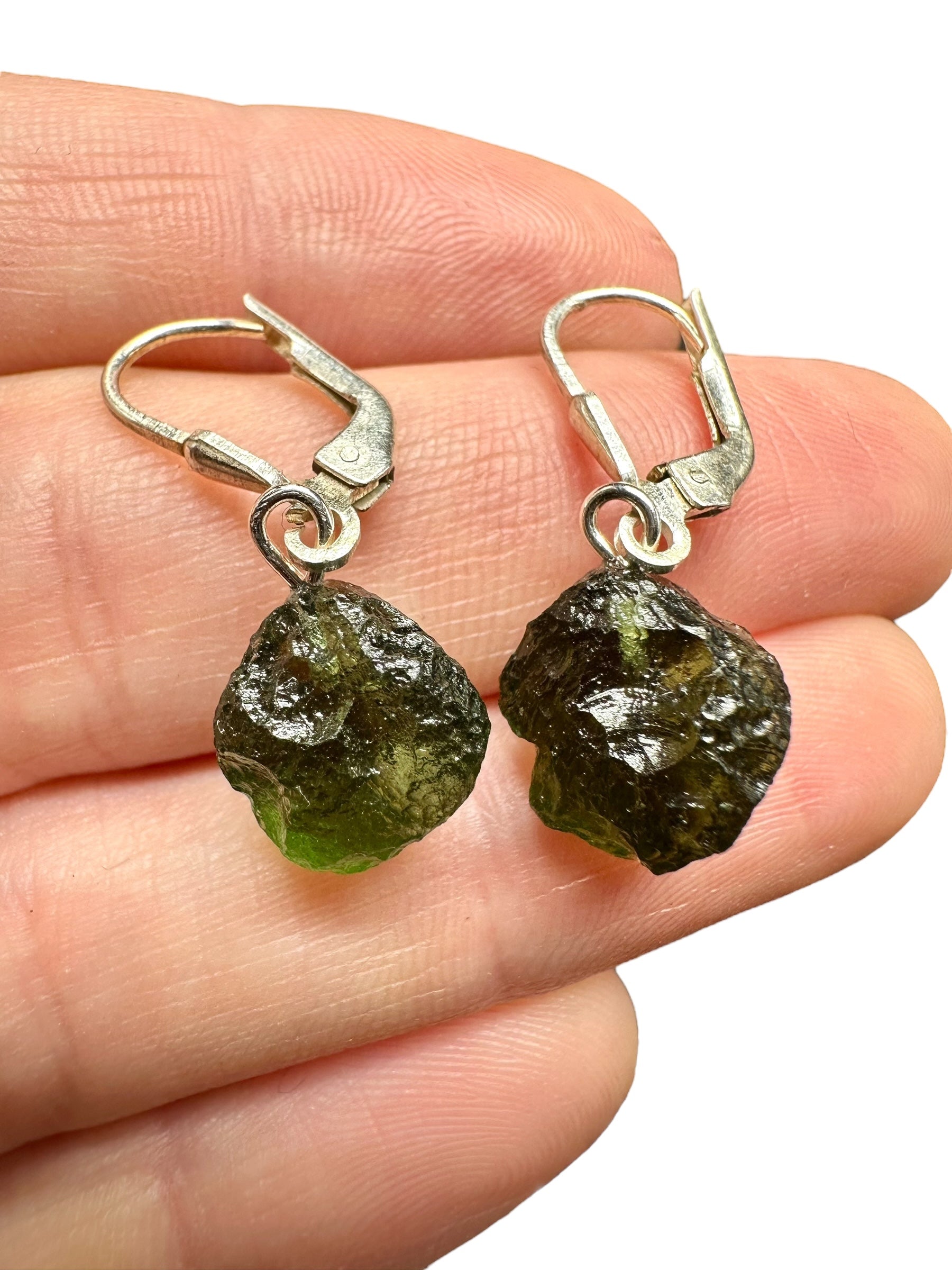 Silver moldavite earrings - SN/V002