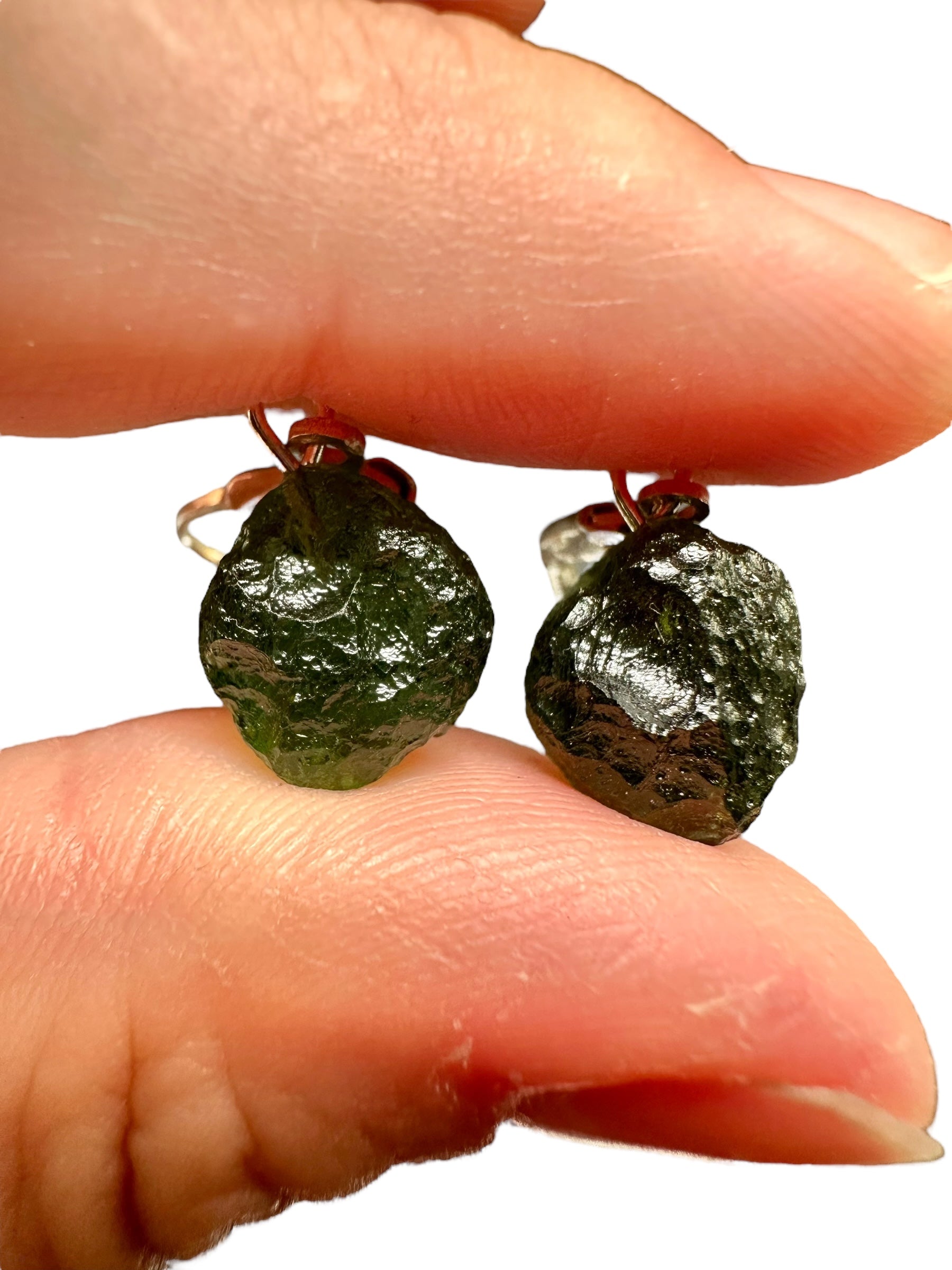 Silver moldavite earrings - SN/V002