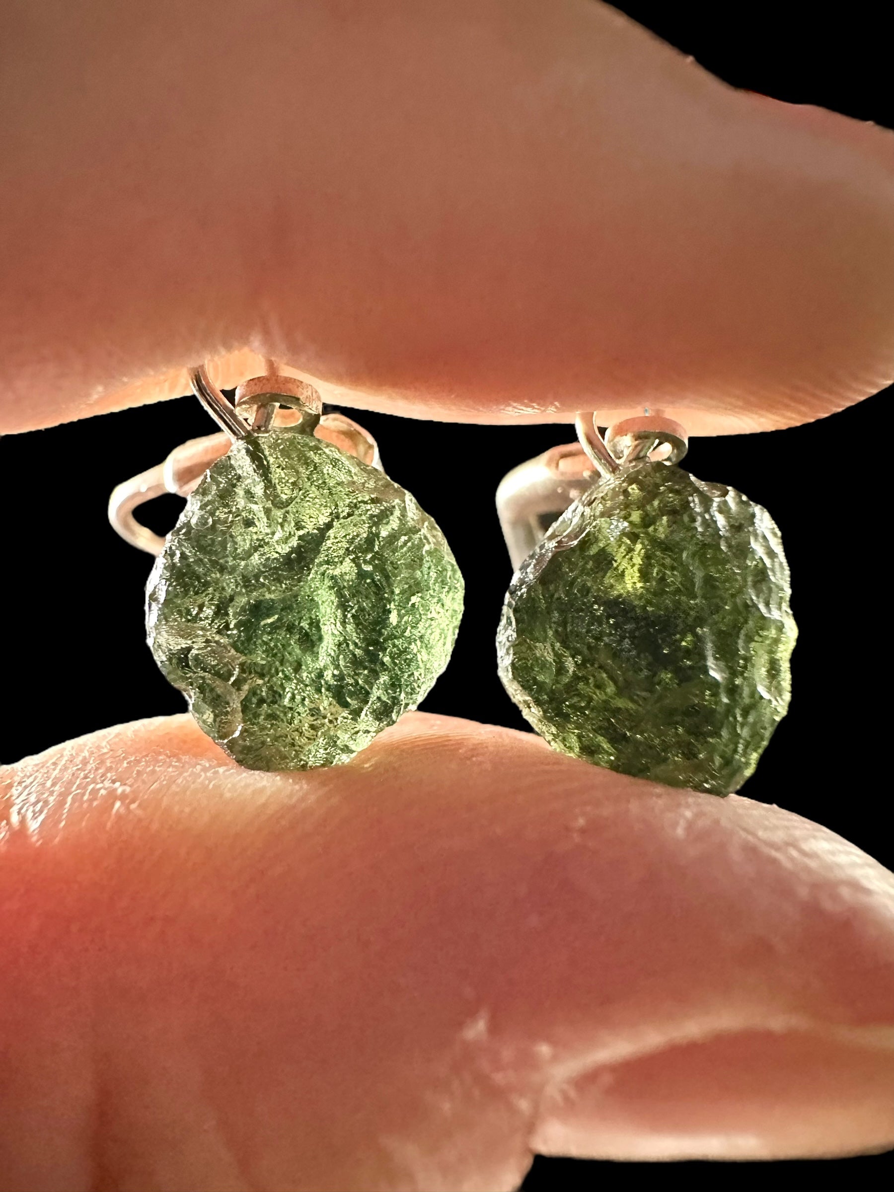 Silver moldavite earrings - SN/V002