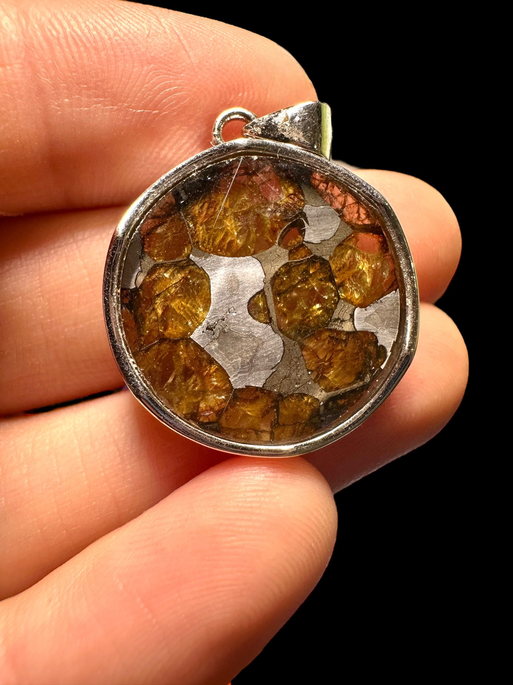 Silver sericho meteorite pendant