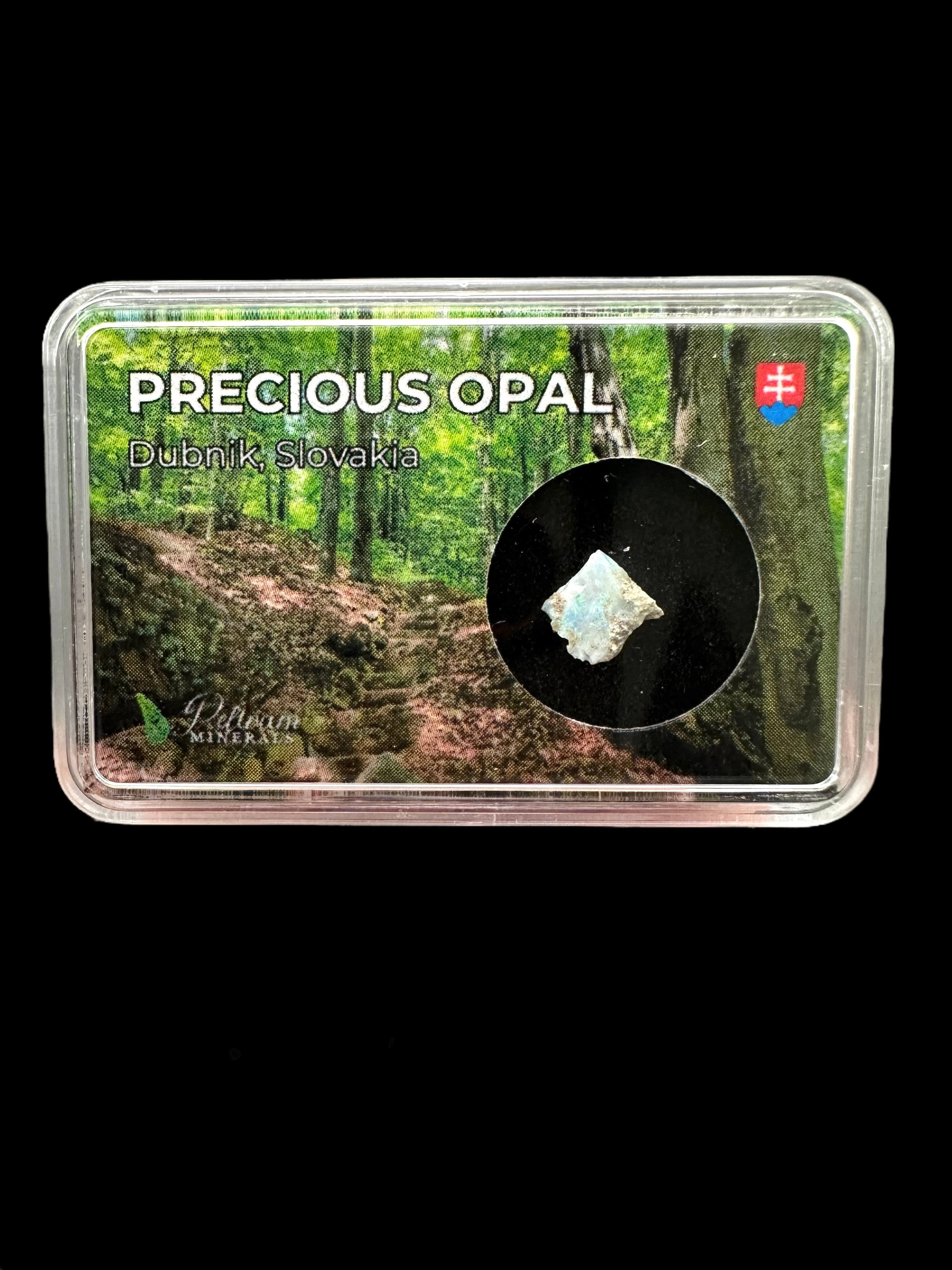 Precious opal in box – Dubnik, Slovakia