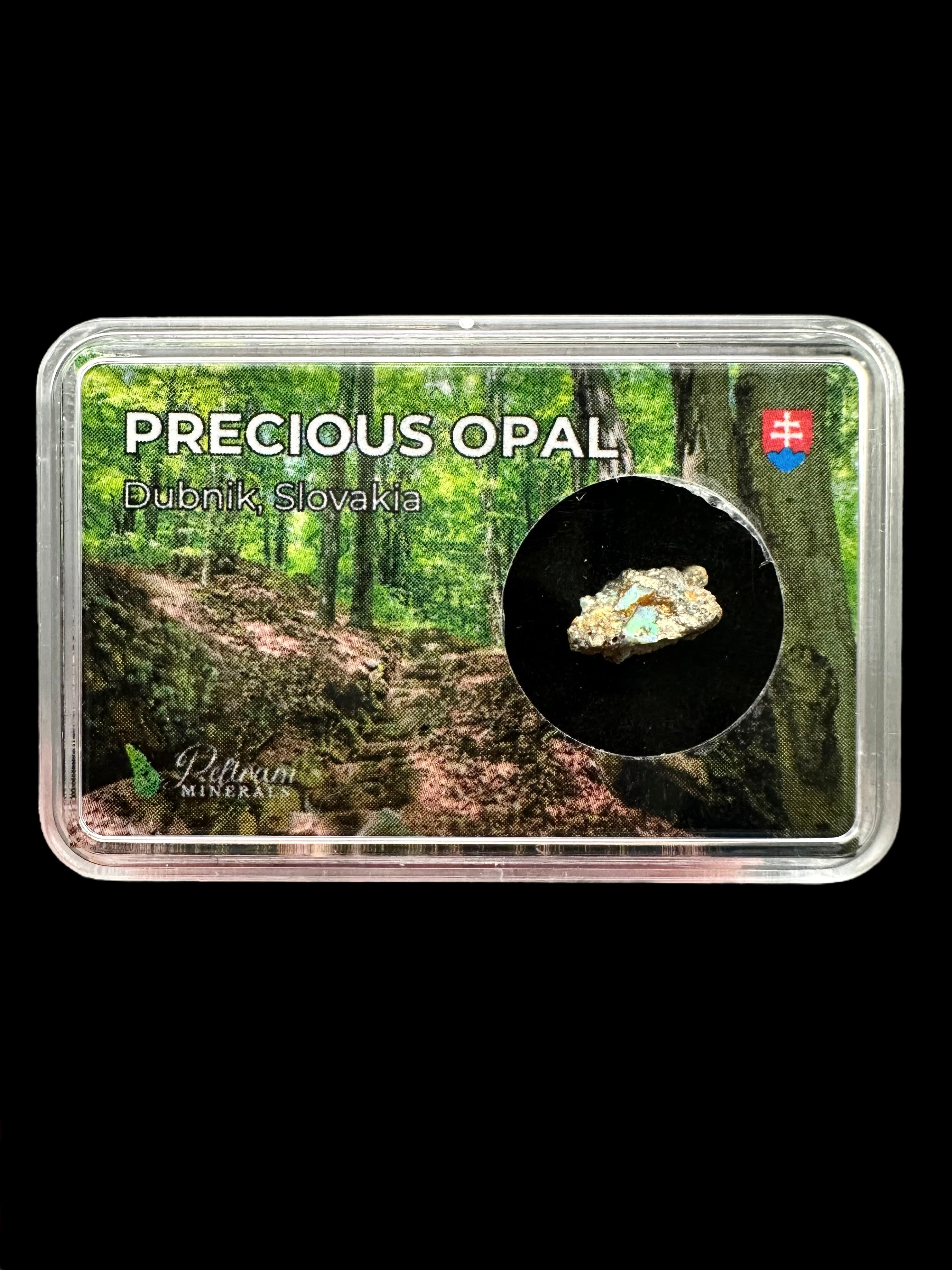 Precious opal in box – Dubnik, Slovakia