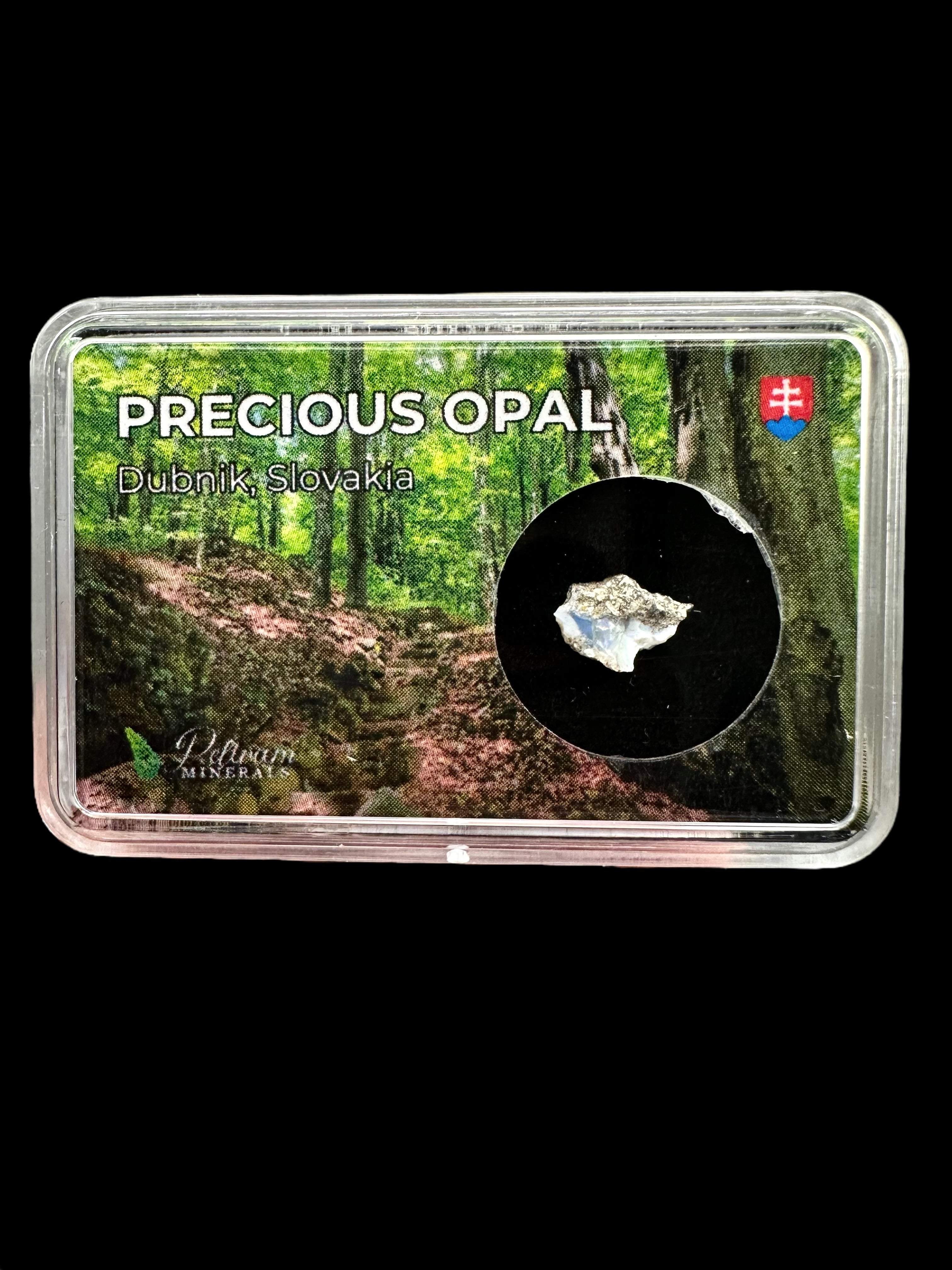 Precious opal in box – Dubnik, Slovakia