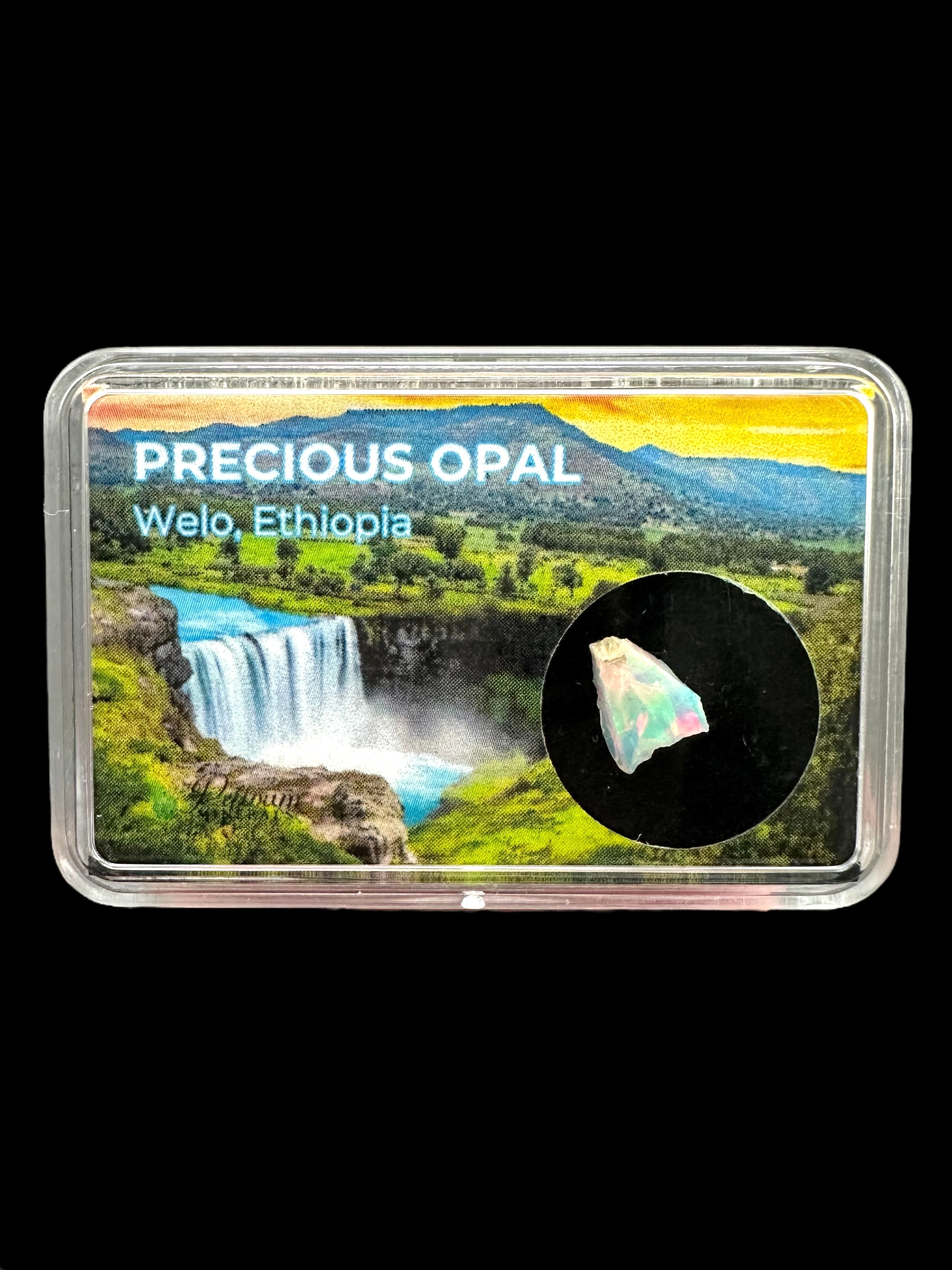 Precious opal in box – Welo, Ethiopia