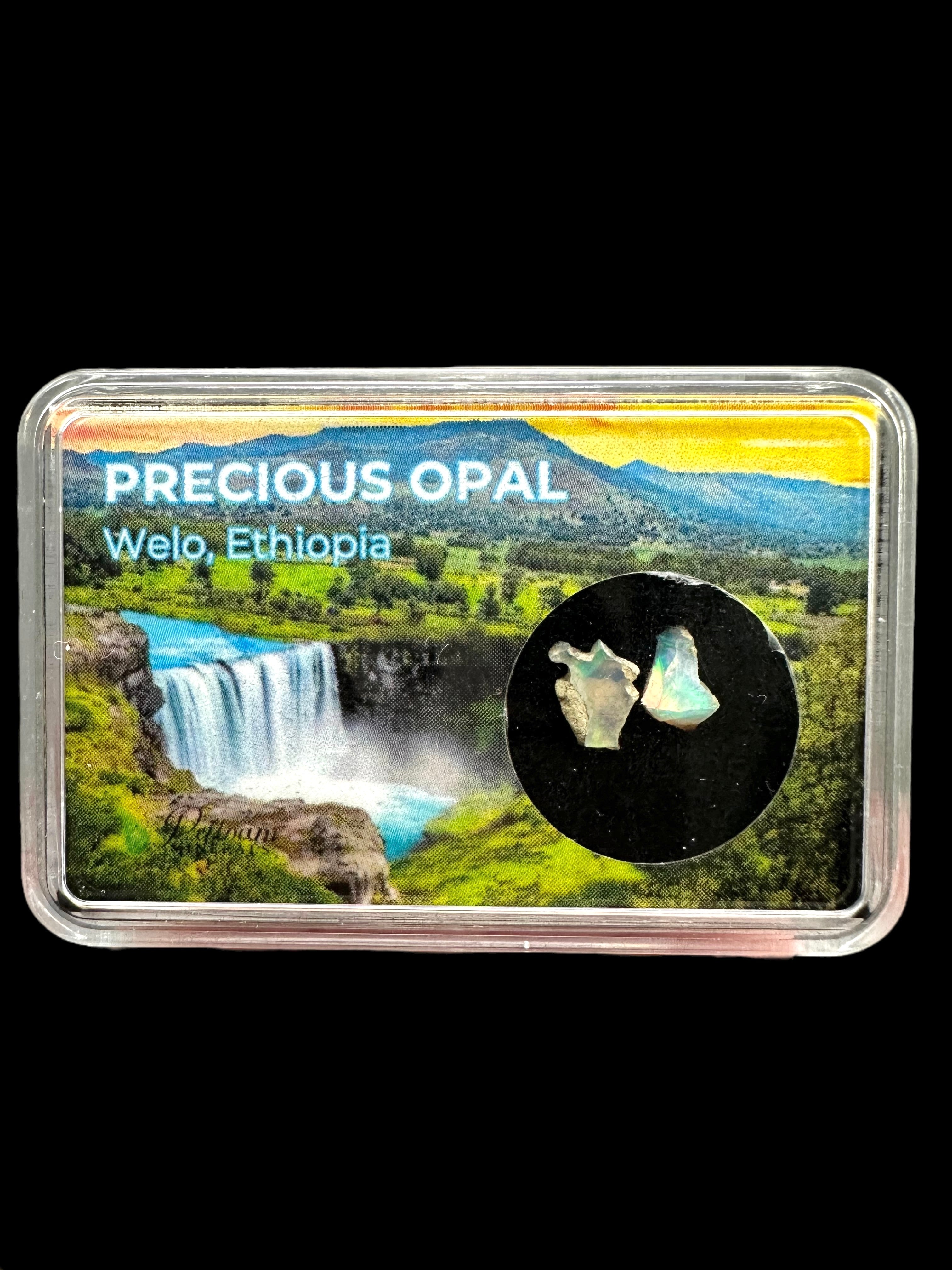 Precious opal in box – Welo, Ethiopia