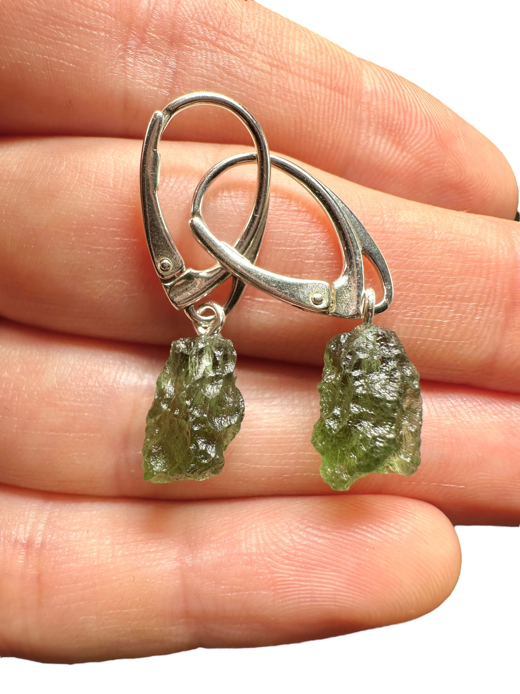 Silver moldavite earrings - SN/V010
