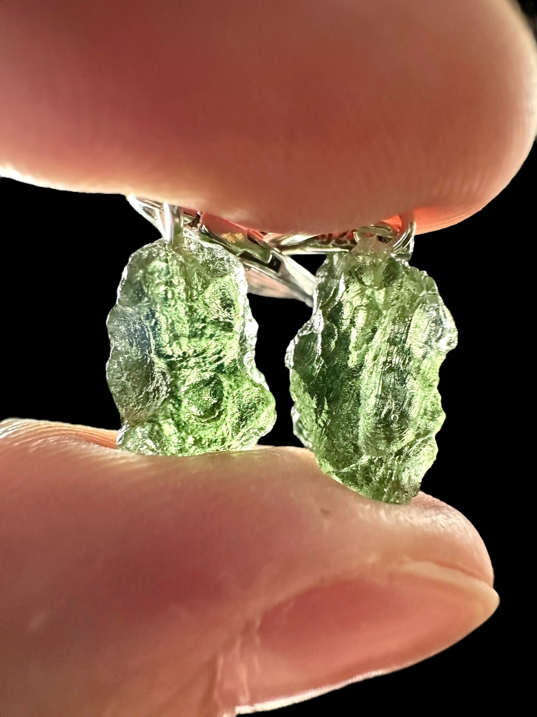 Silver moldavite earrings - SN/V010