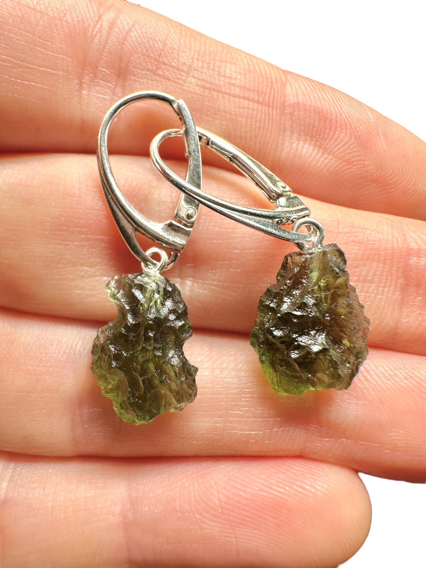 Silver moldavite earrings - SN/V011