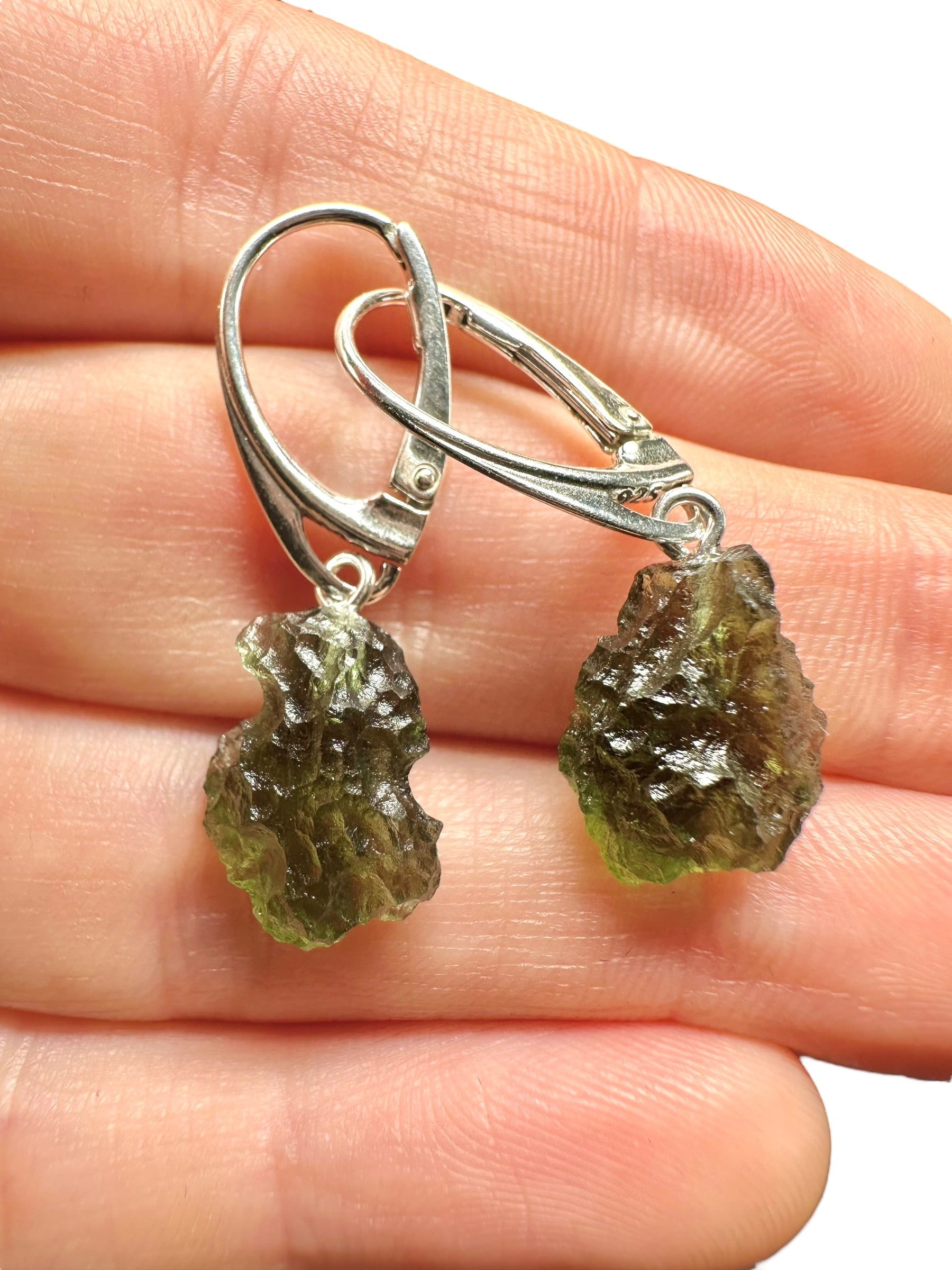 Silver moldavite earrings - SN/V011